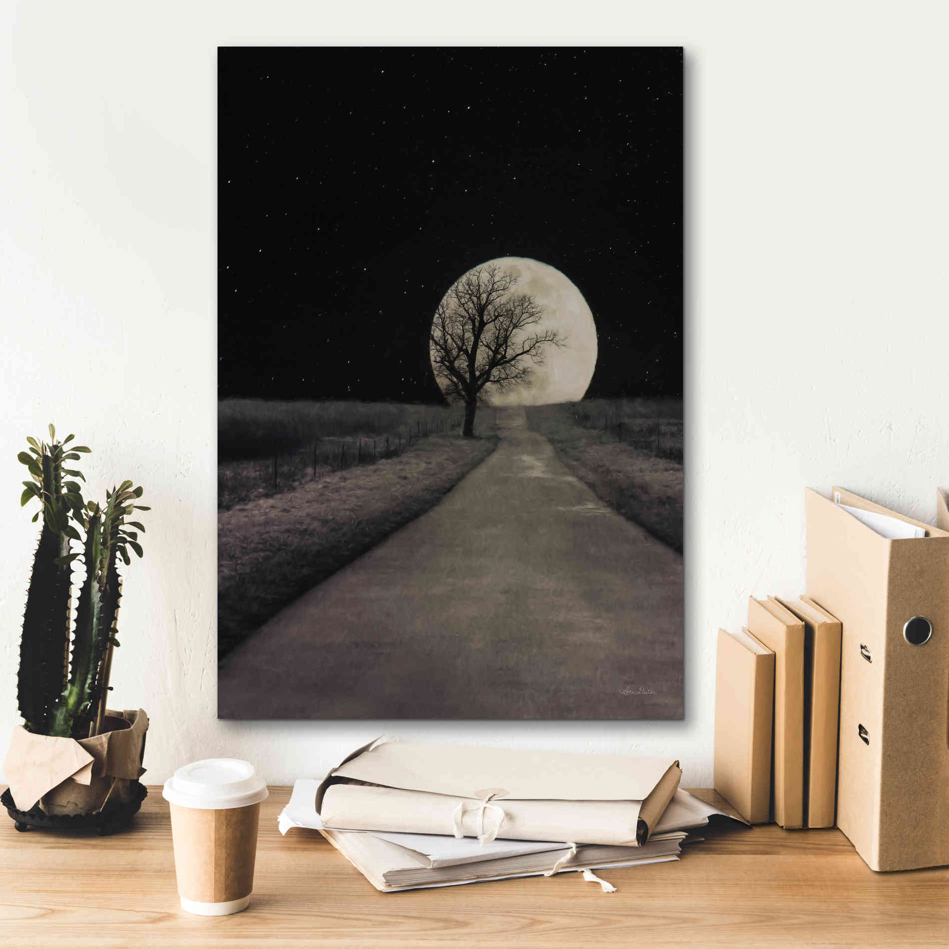 'Moonlit Country Road' by Lori Deiter, Canvas Wall Art,18 x 26