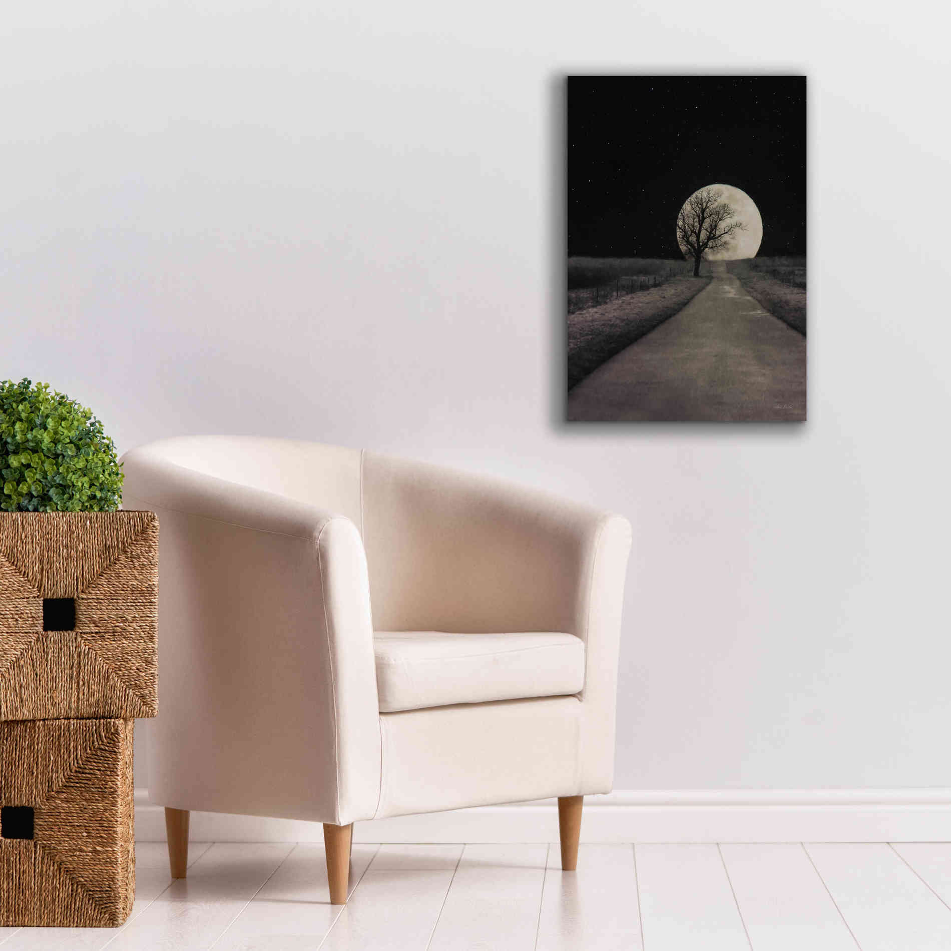 'Moonlit Country Road' by Lori Deiter, Canvas Wall Art,18 x 26