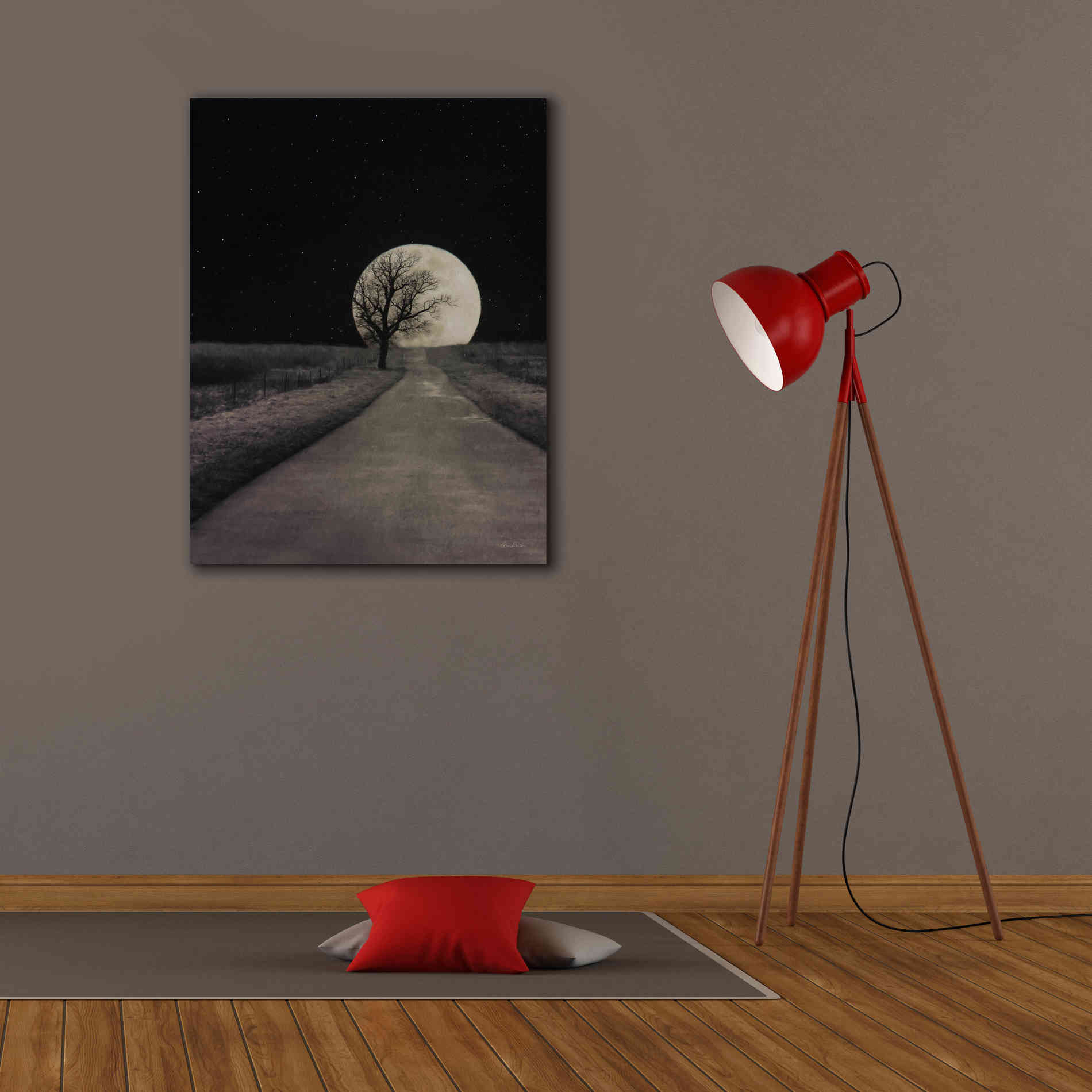 'Moonlit Country Road' by Lori Deiter, Canvas Wall Art,26 x 34