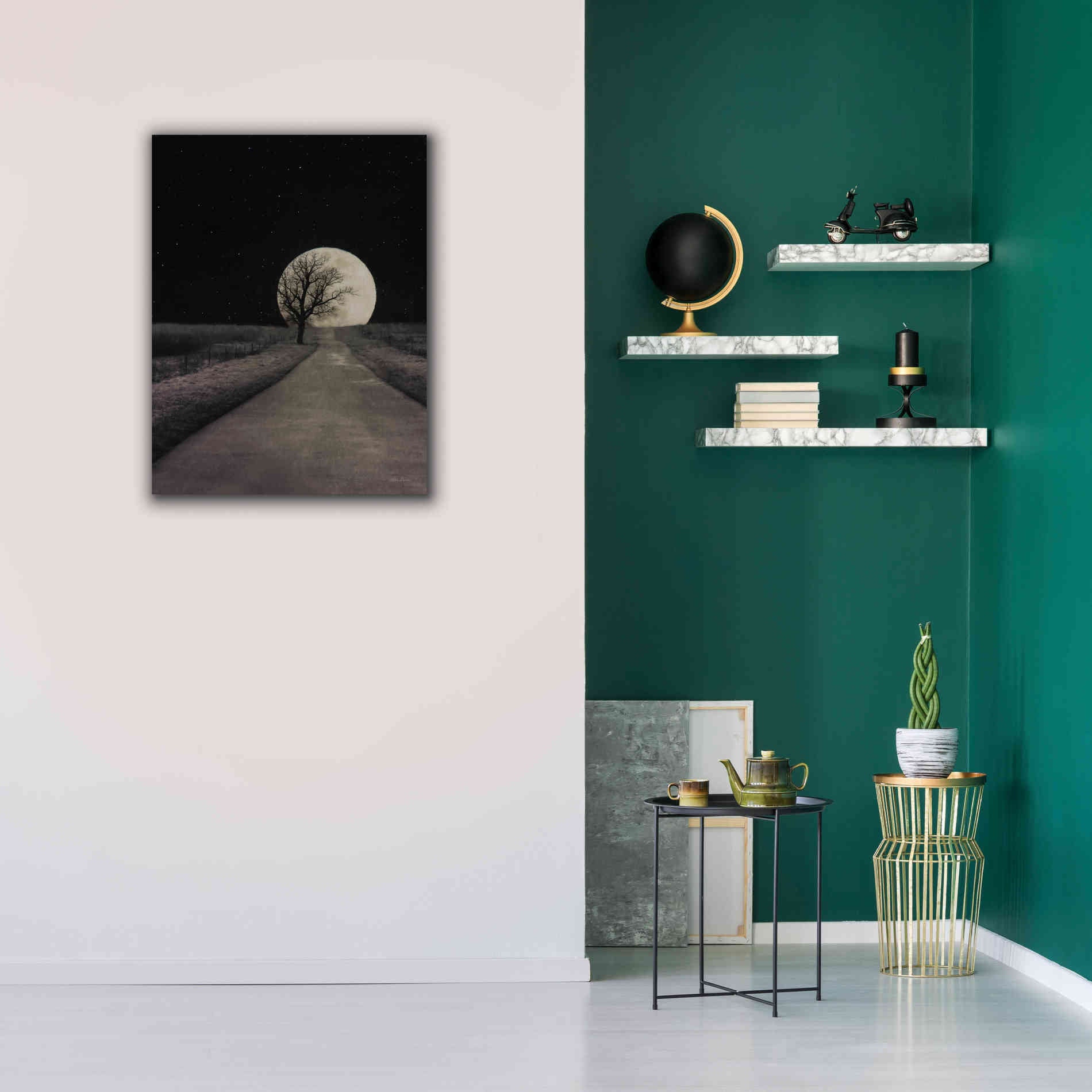 'Moonlit Country Road' by Lori Deiter, Canvas Wall Art,26 x 34