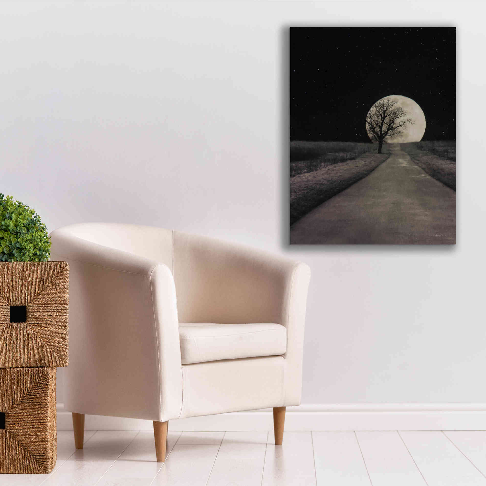 'Moonlit Country Road' by Lori Deiter, Canvas Wall Art,26 x 34