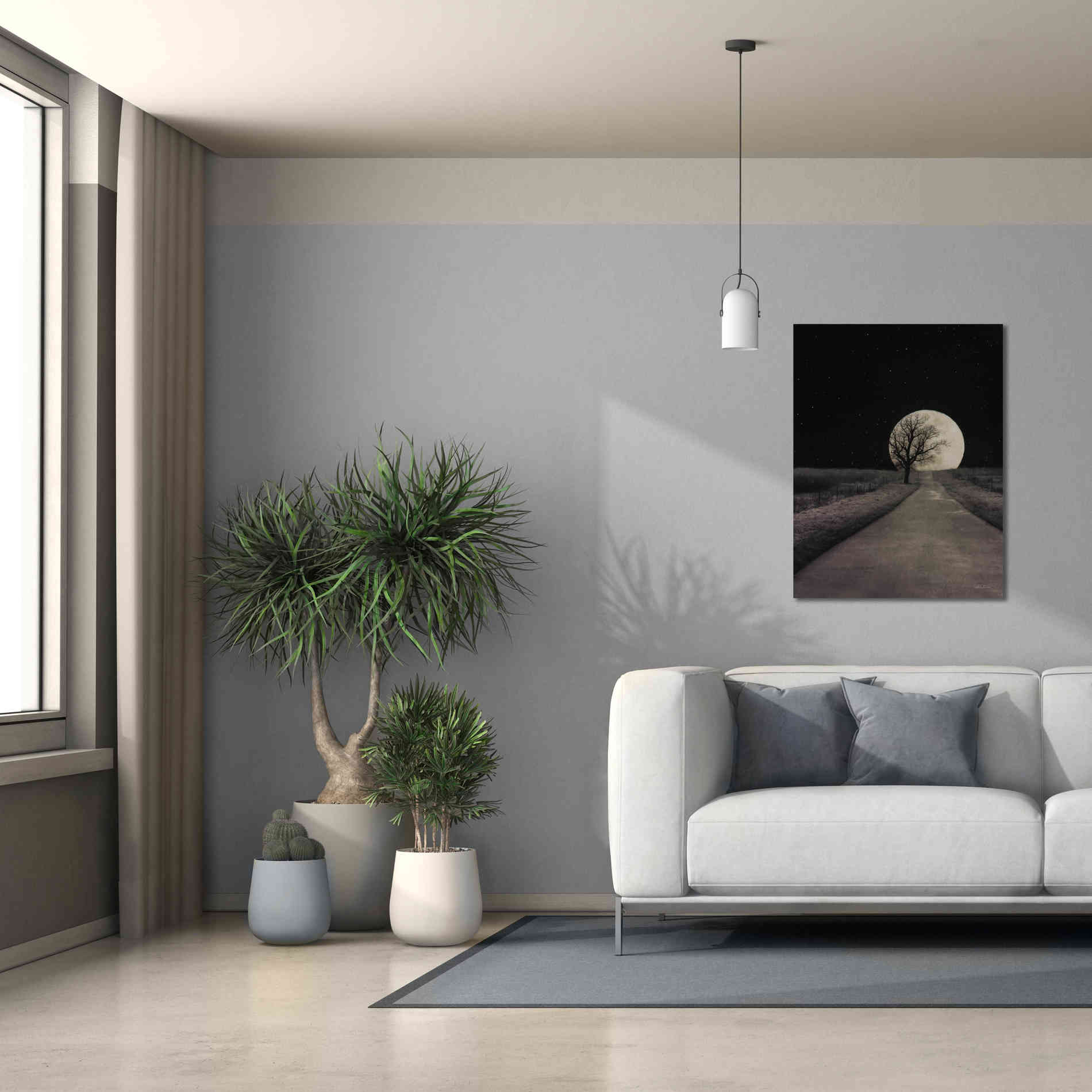 'Moonlit Country Road' by Lori Deiter, Canvas Wall Art,26 x 34