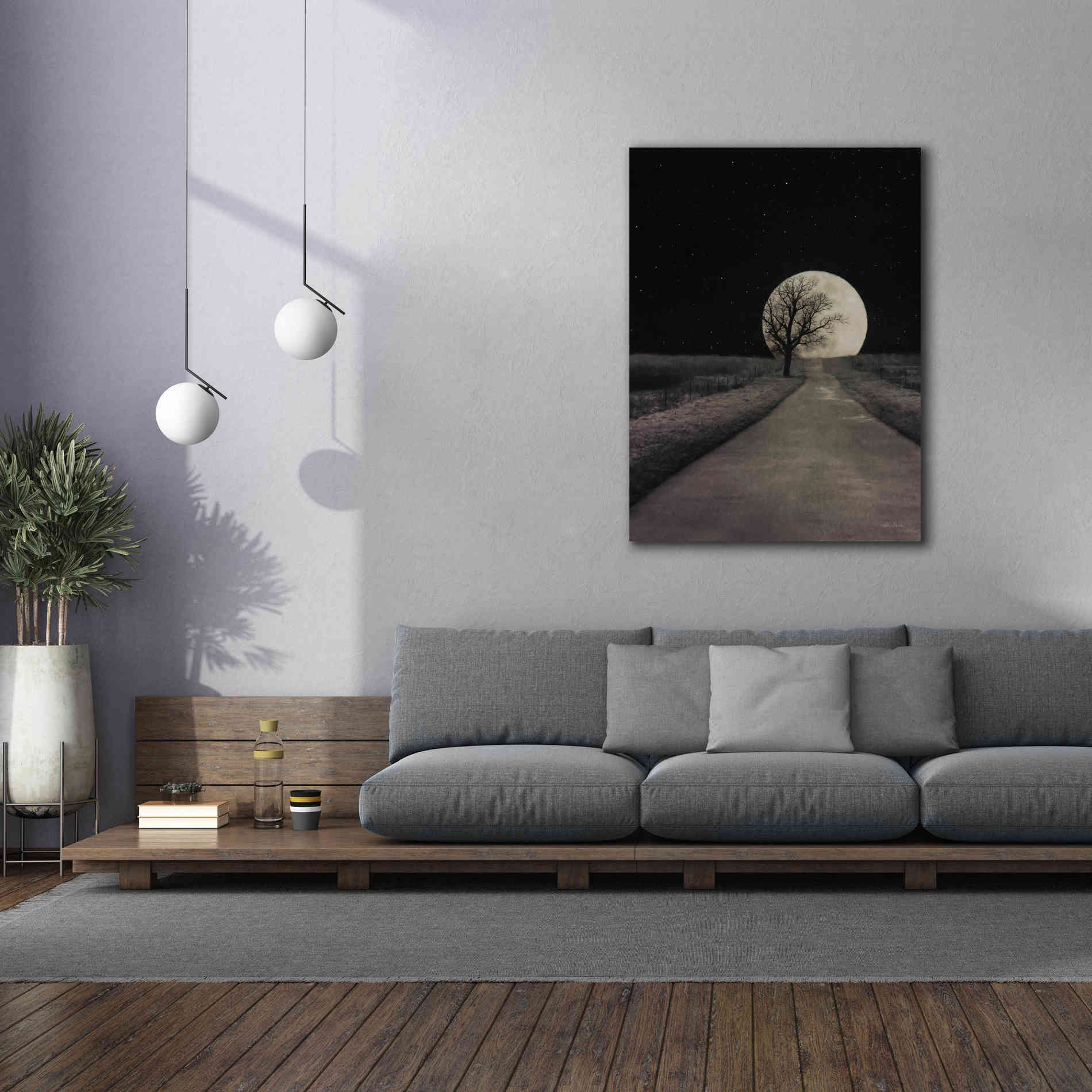 'Moonlit Country Road' by Lori Deiter, Canvas Wall Art,40 x 54