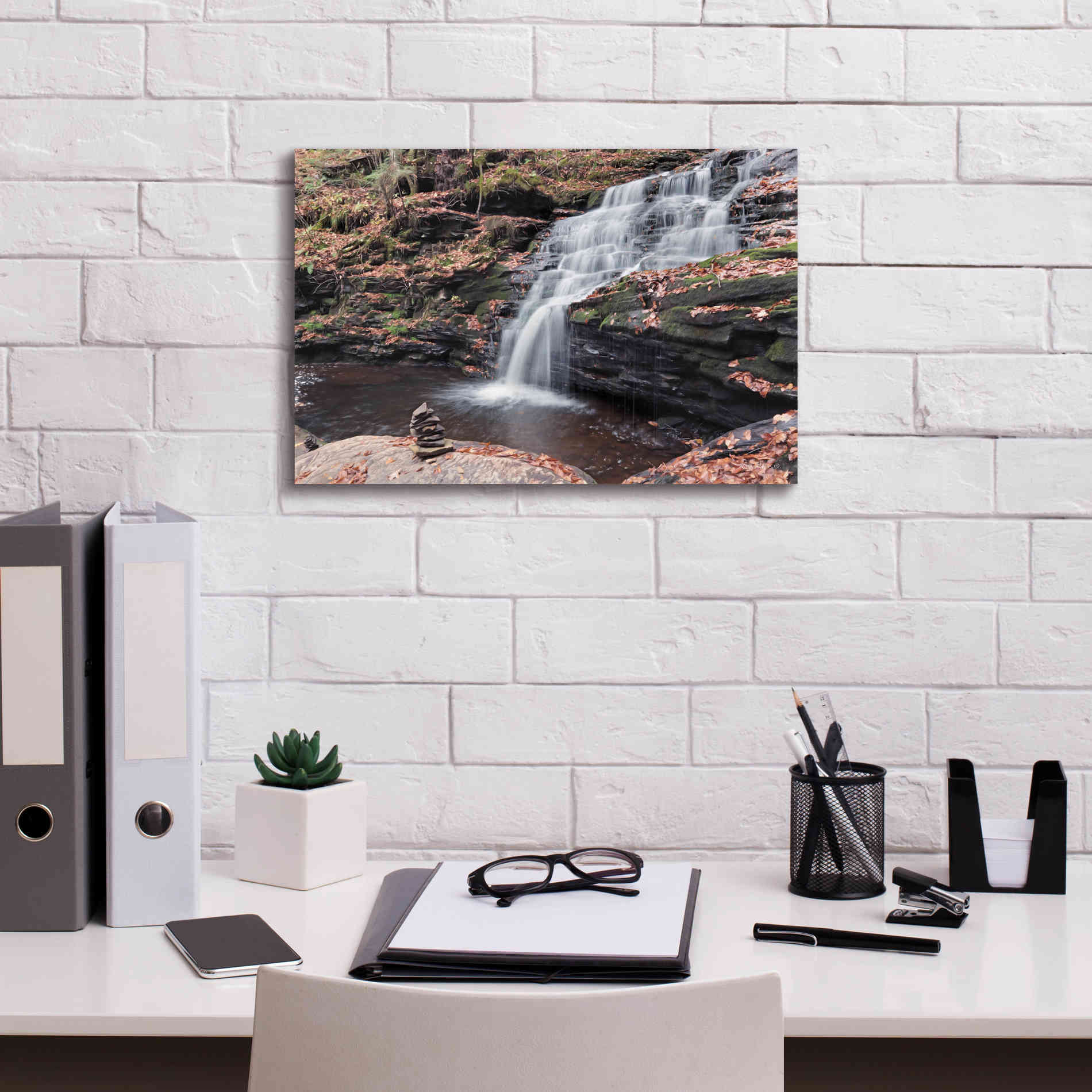 'Peaceful Day at Mohican Falls' by Lori Deiter, Canvas Wall Art,18 x 12