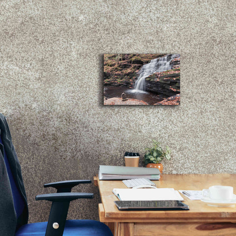 Image of 'Peaceful Day at Mohican Falls' by Lori Deiter, Canvas Wall Art,18 x 12