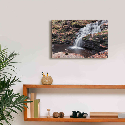 Image of 'Peaceful Day at Mohican Falls' by Lori Deiter, Canvas Wall Art,18 x 12