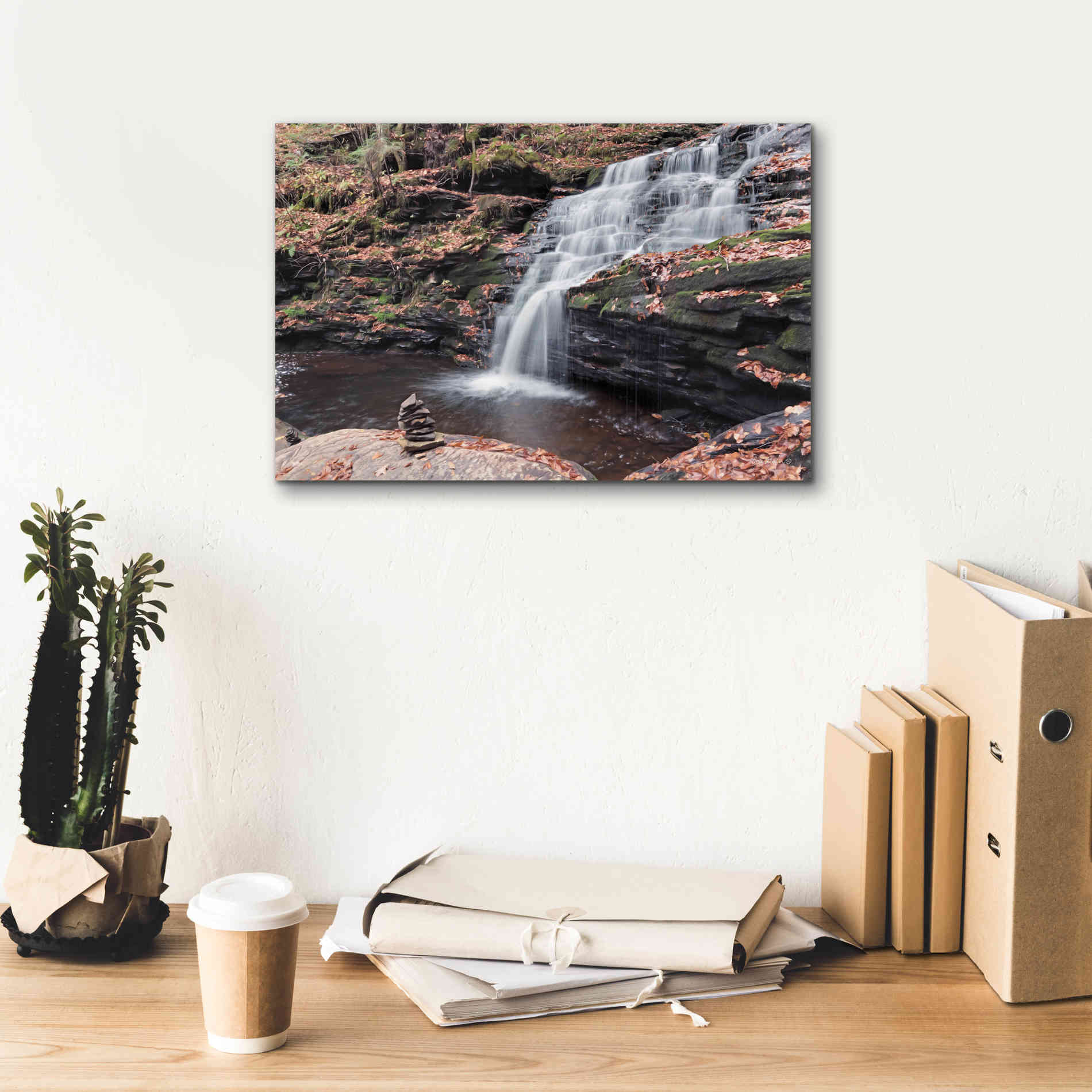 'Peaceful Day at Mohican Falls' by Lori Deiter, Canvas Wall Art,18 x 12