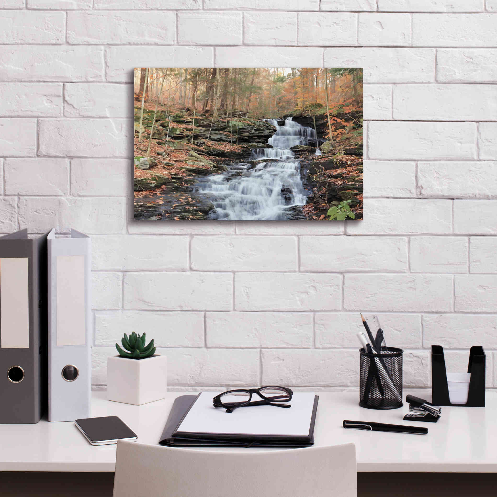 'Waterfall Steps at Pigeon Run' by Lori Deiter, Canvas Wall Art,18 x 12