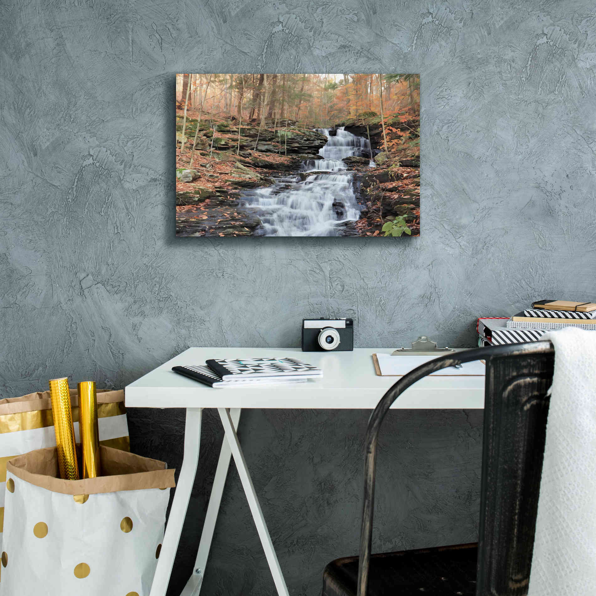'Waterfall Steps at Pigeon Run' by Lori Deiter, Canvas Wall Art,18 x 12