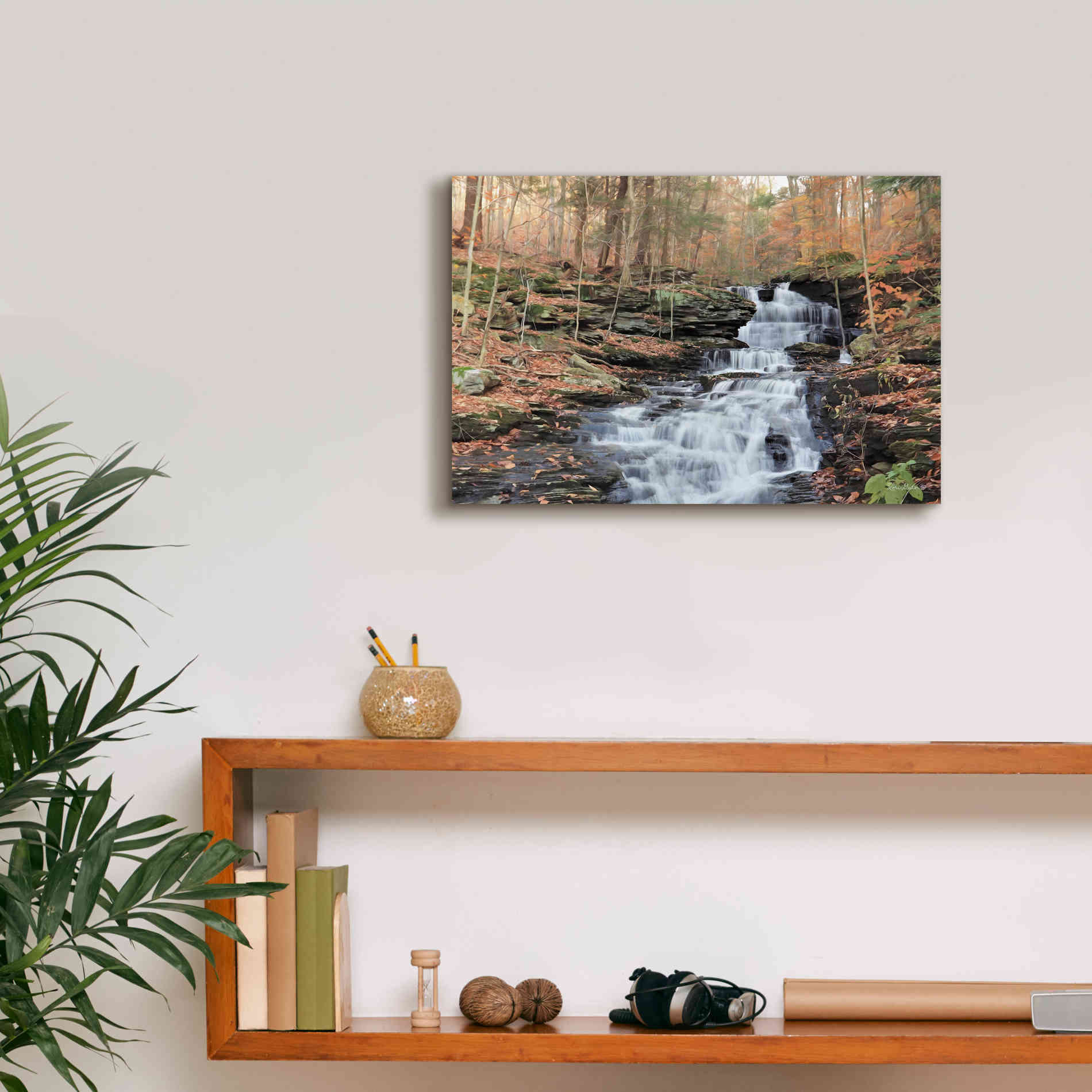 'Waterfall Steps at Pigeon Run' by Lori Deiter, Canvas Wall Art,18 x 12