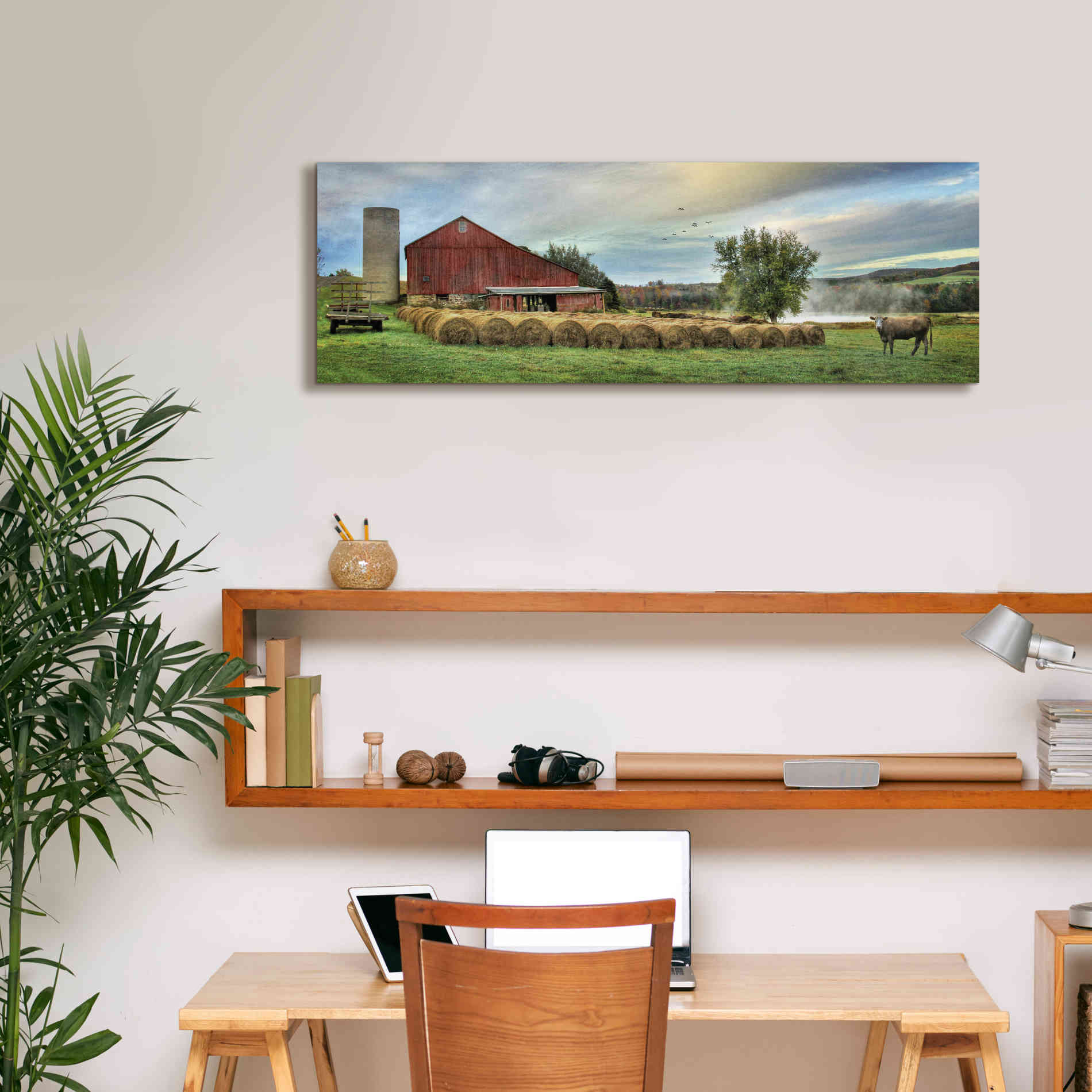 'Hay Harvest' by Lori Deiter, Canvas Wall Art,36 x 12