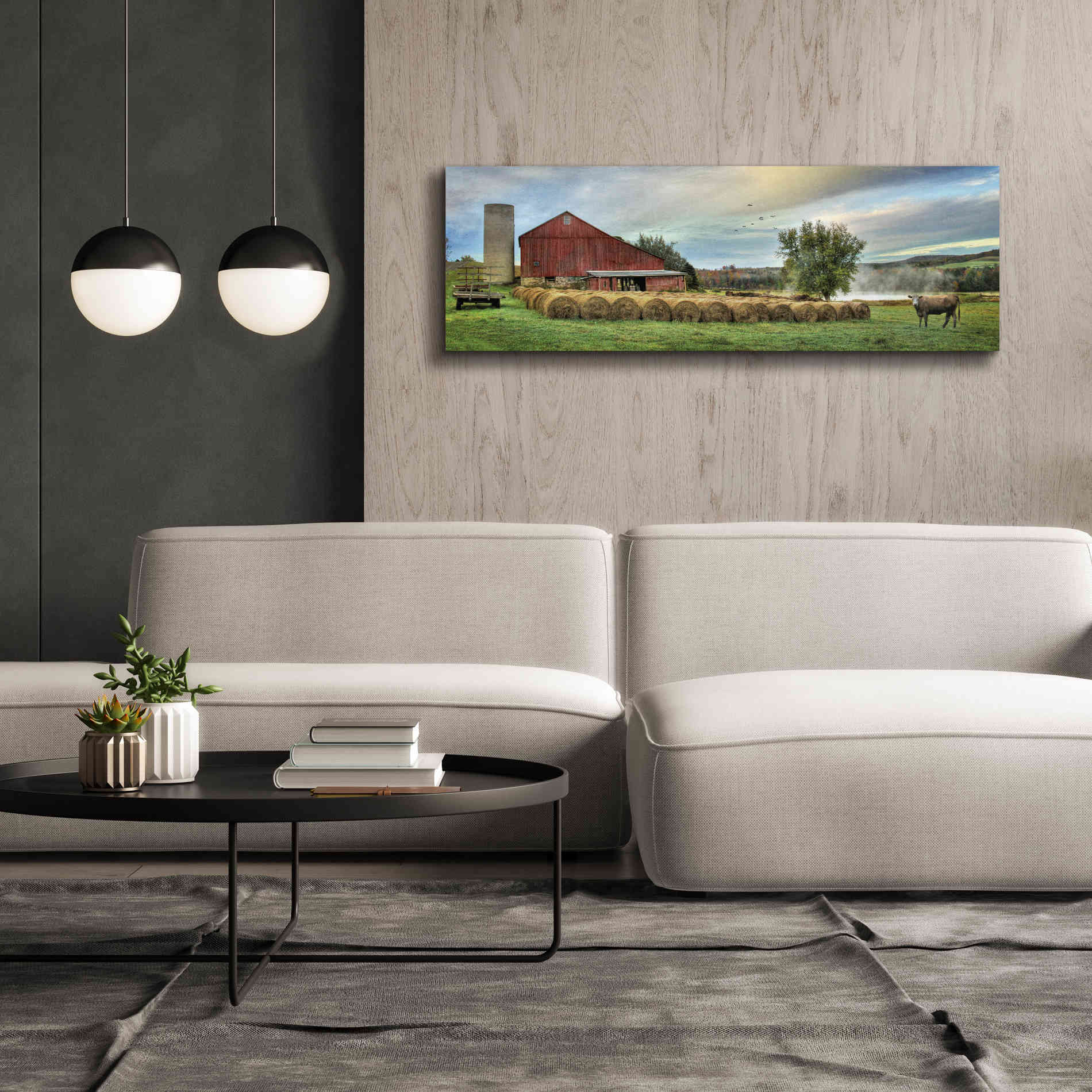 'Hay Harvest' by Lori Deiter, Canvas Wall Art,60 x 20