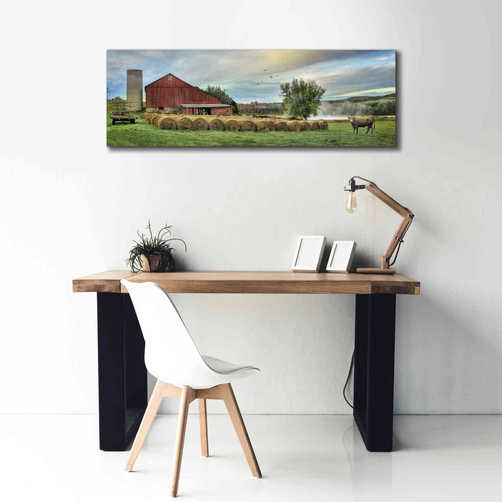 'Hay Harvest' by Lori Deiter, Canvas Wall Art,60 x 20