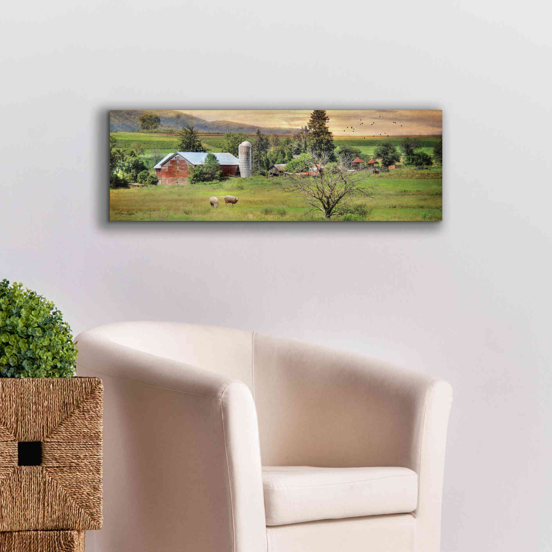 'Grazing Sheet' by Lori Deiter, Canvas Wall Art,36 x 12