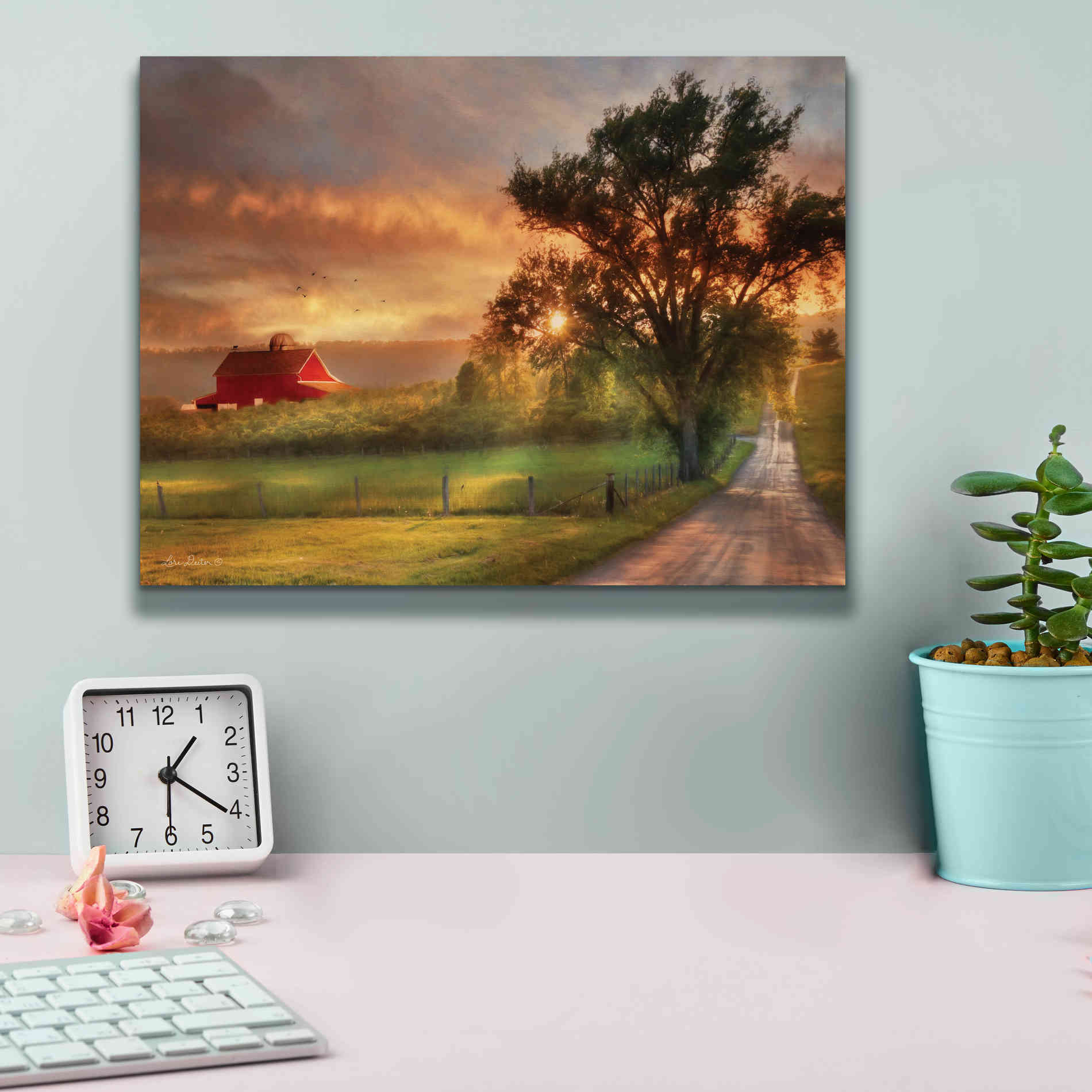 'Country Lane Sunset' by Lori Deiter, Canvas Wall Art,16 x 12