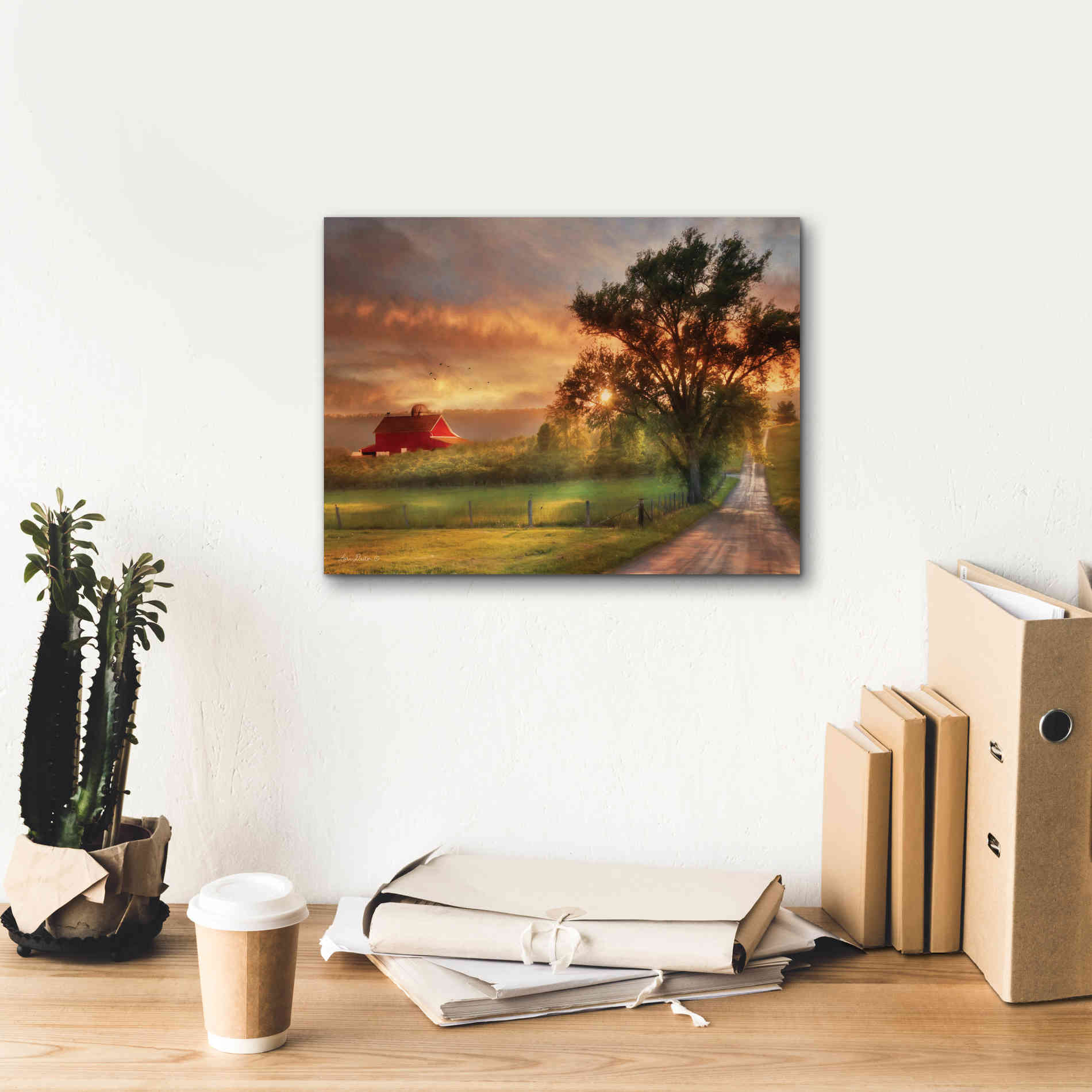 'Country Lane Sunset' by Lori Deiter, Canvas Wall Art,16 x 12