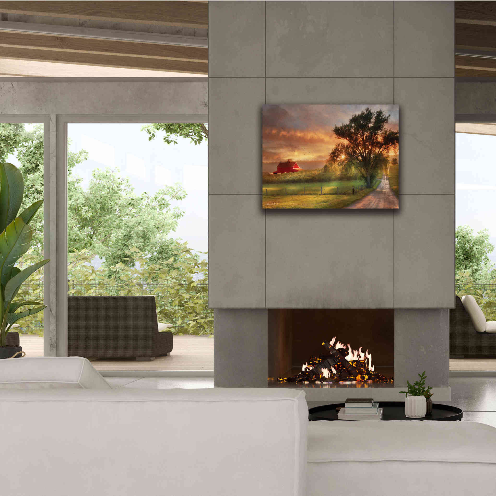 'Country Lane Sunset' by Lori Deiter, Canvas Wall Art,34 x 26