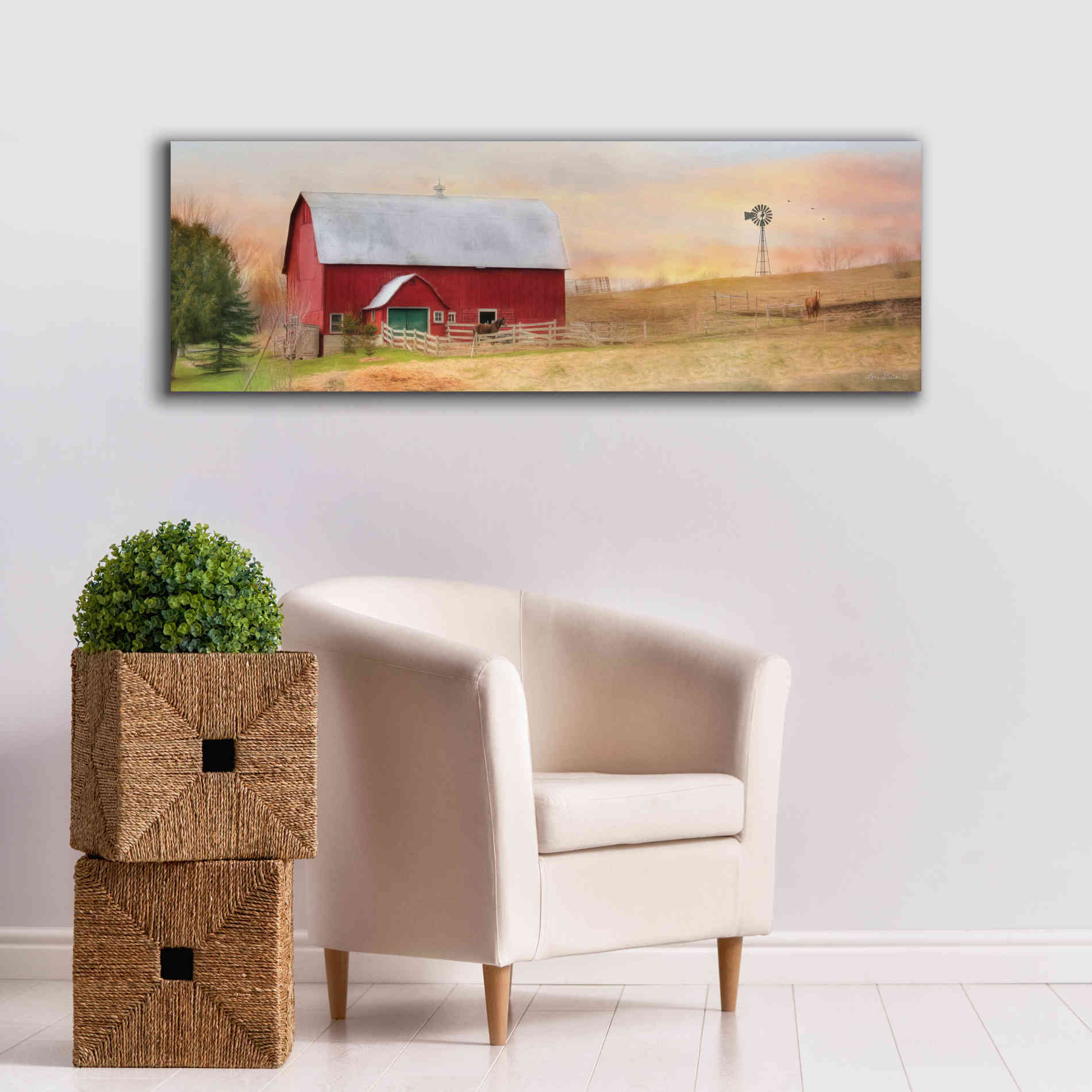 'Horse Farm' by Lori Deiter, Canvas Wall Art,60 x 20