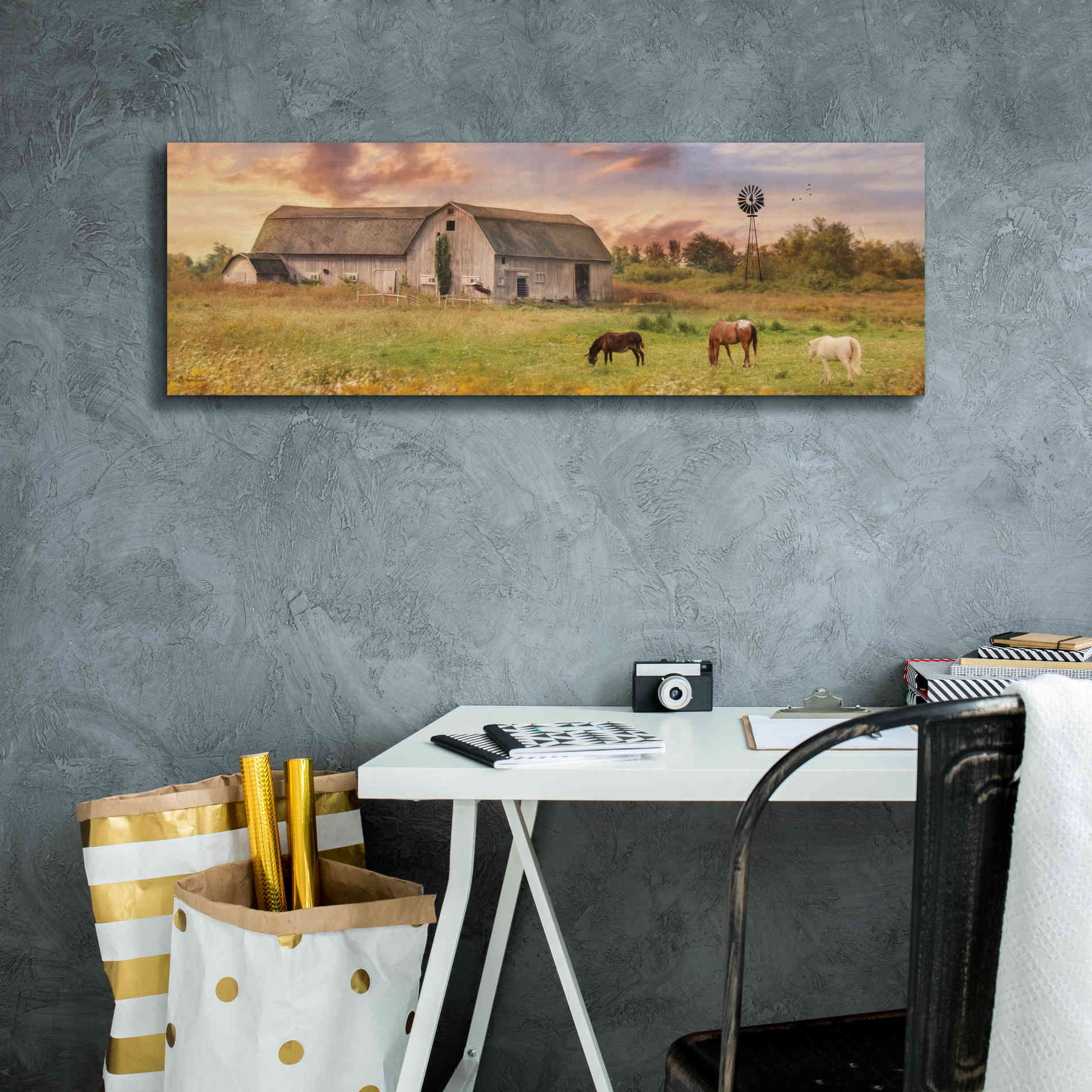'Clayton Barnyard' by Lori Deiter, Canvas Wall Art,36 x 12