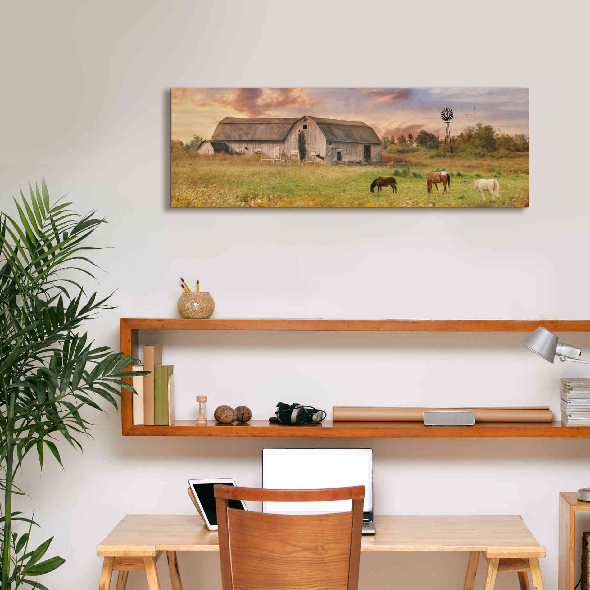 'Clayton Barnyard' by Lori Deiter, Canvas Wall Art,36 x 12