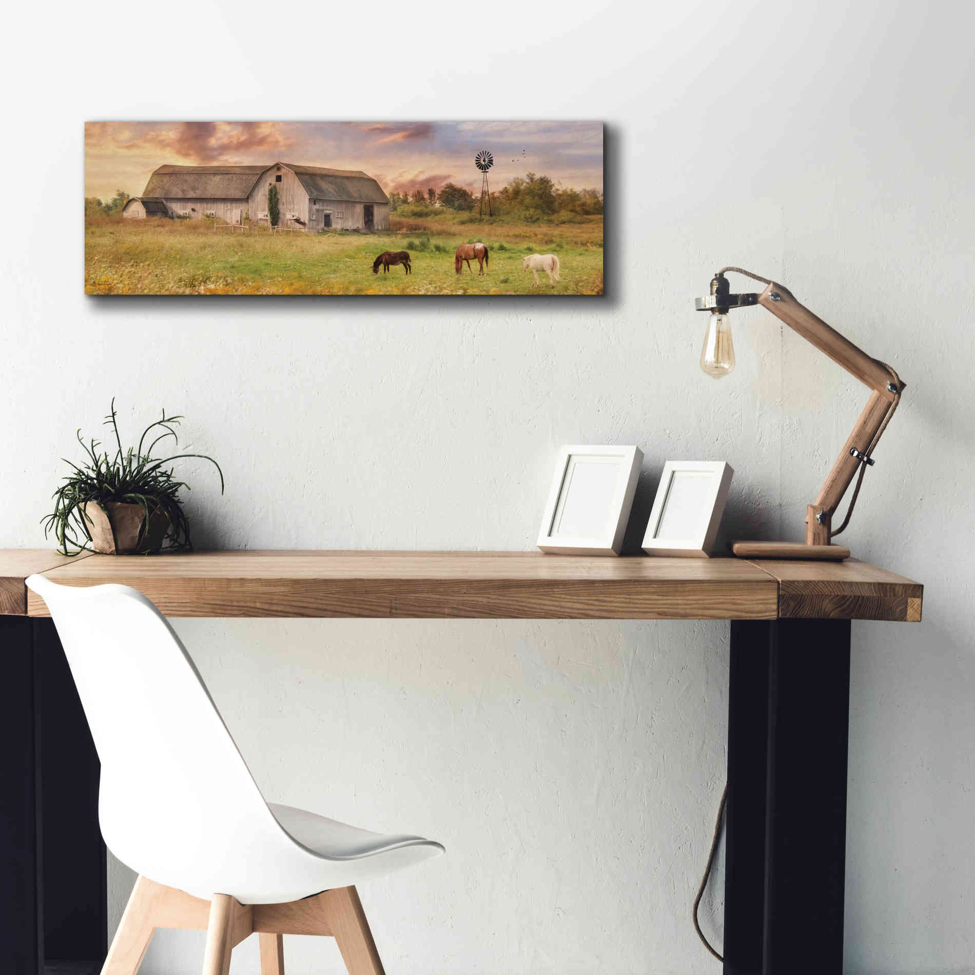 'Clayton Barnyard' by Lori Deiter, Canvas Wall Art,36 x 12