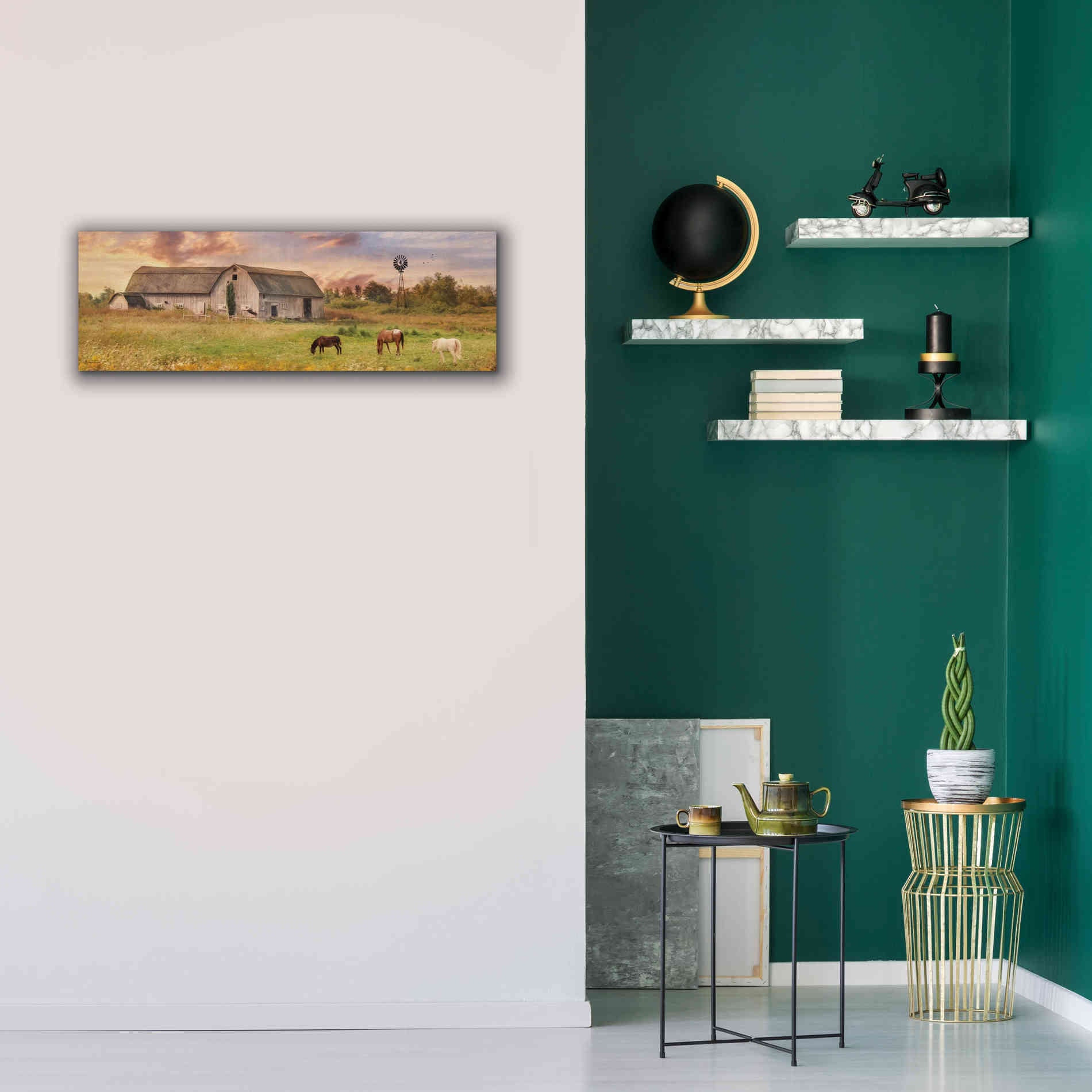 'Clayton Barnyard' by Lori Deiter, Canvas Wall Art,36 x 12