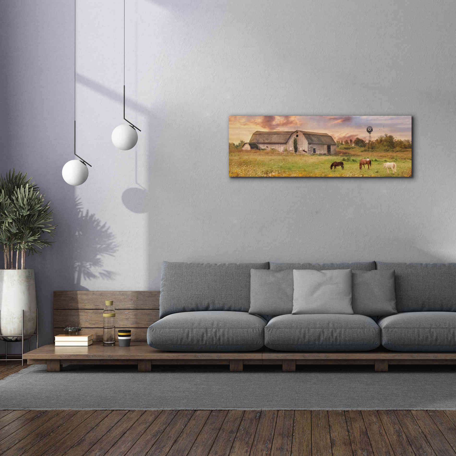 'Clayton Barnyard' by Lori Deiter, Canvas Wall Art,60 x 20