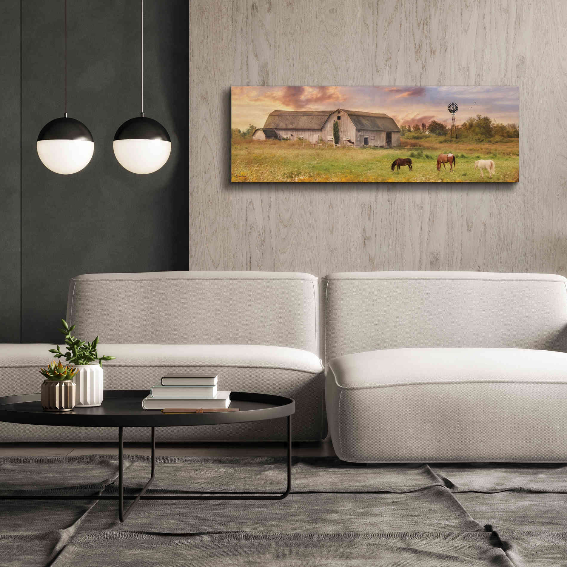 'Clayton Barnyard' by Lori Deiter, Canvas Wall Art,60 x 20