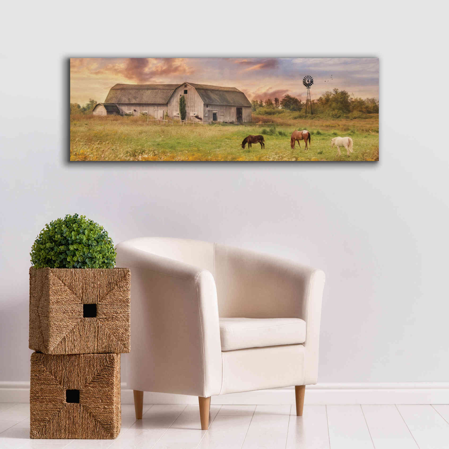 'Clayton Barnyard' by Lori Deiter, Canvas Wall Art,60 x 20