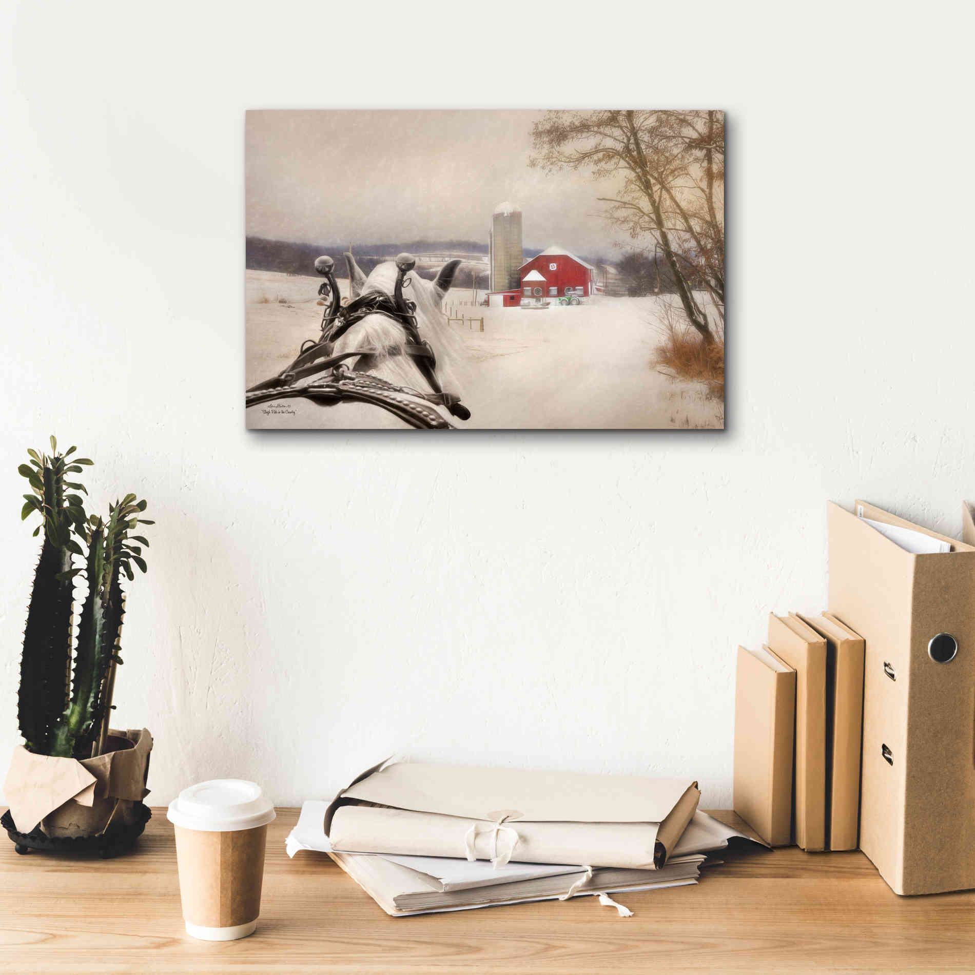 'Sleigh Ride in the Country' by Lori Deiter, Canvas Wall Art,18 x 12