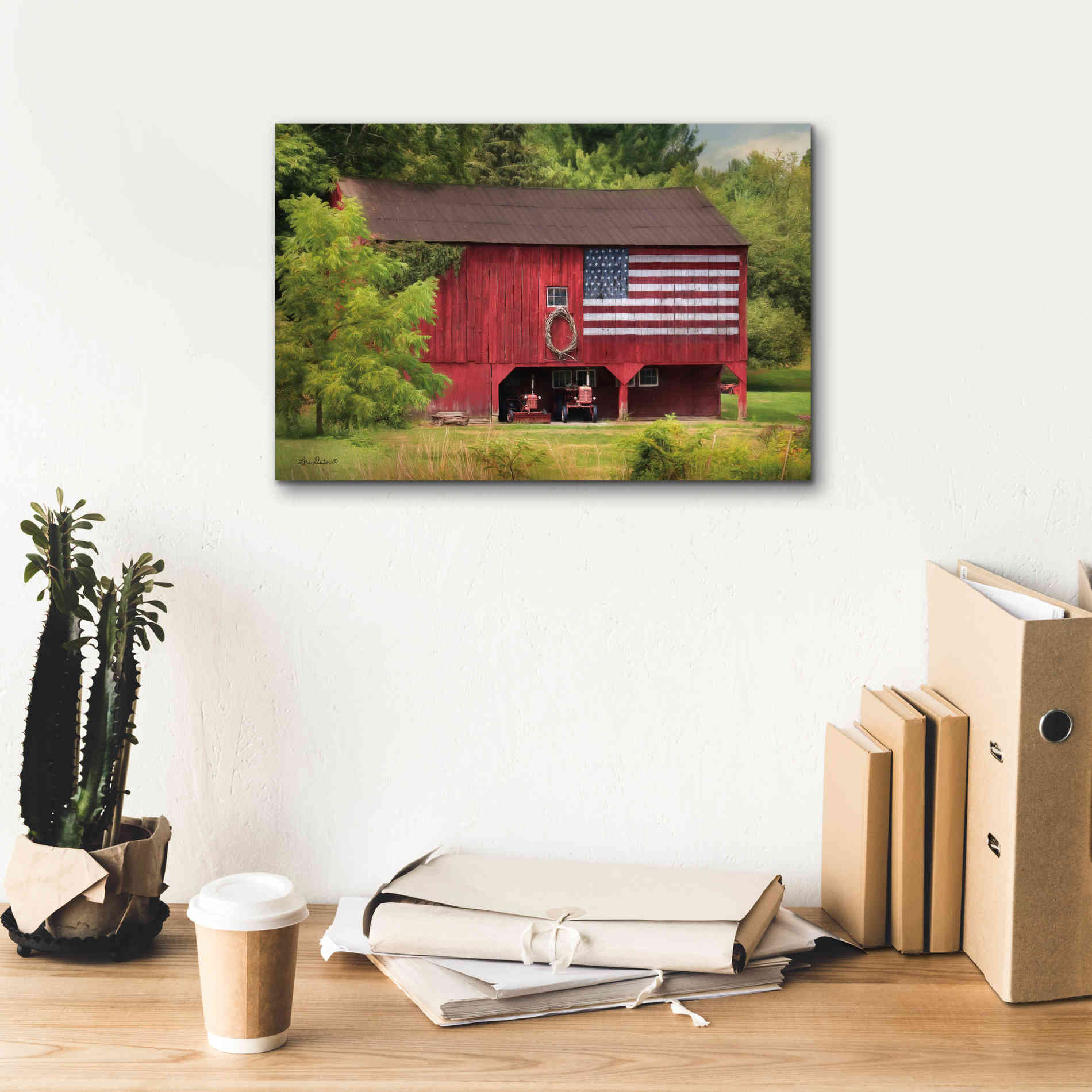 'Patriotic Farmer' by Lori Deiter, Canvas Wall Art,18 x 12