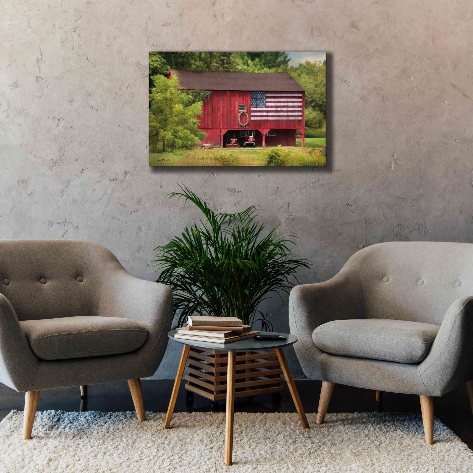 'Patriotic Farmer' by Lori Deiter, Canvas Wall Art,40 x 26