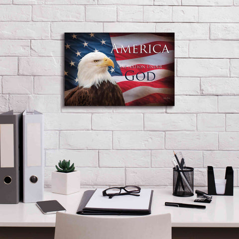 Image of 'One Nation Under God Flag' by Lori Deiter, Canvas Wall Art,18 x 12