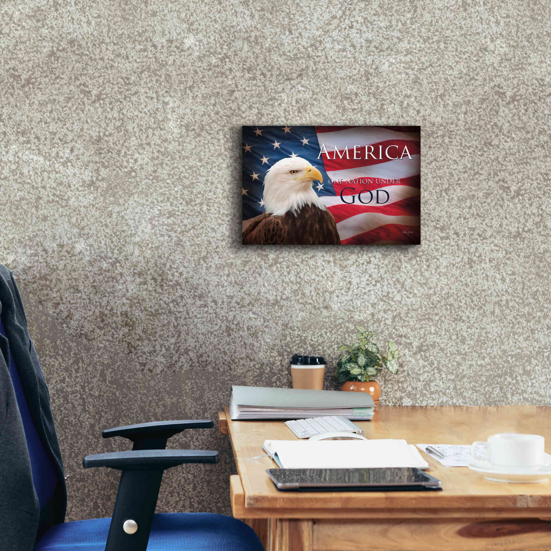 'One Nation Under God Flag' by Lori Deiter, Canvas Wall Art,18 x 12