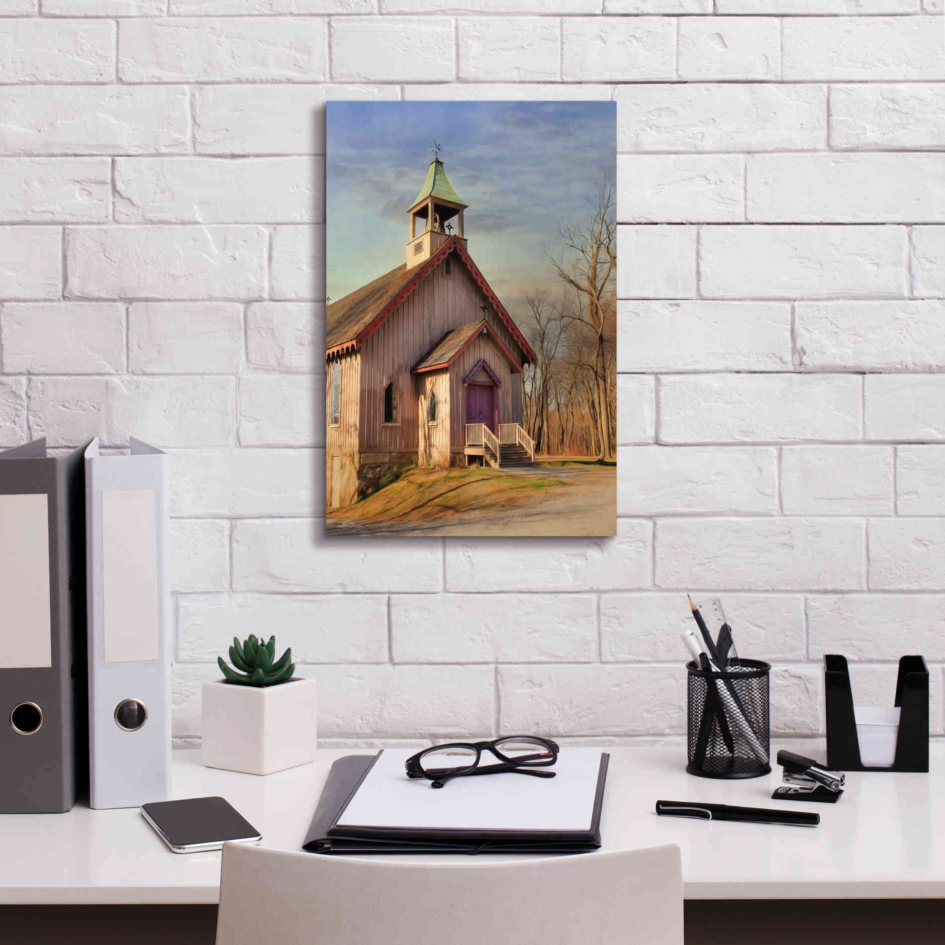 'Eckley St. James Church' by Lori Deiter, Canvas Wall Art,12 x 18