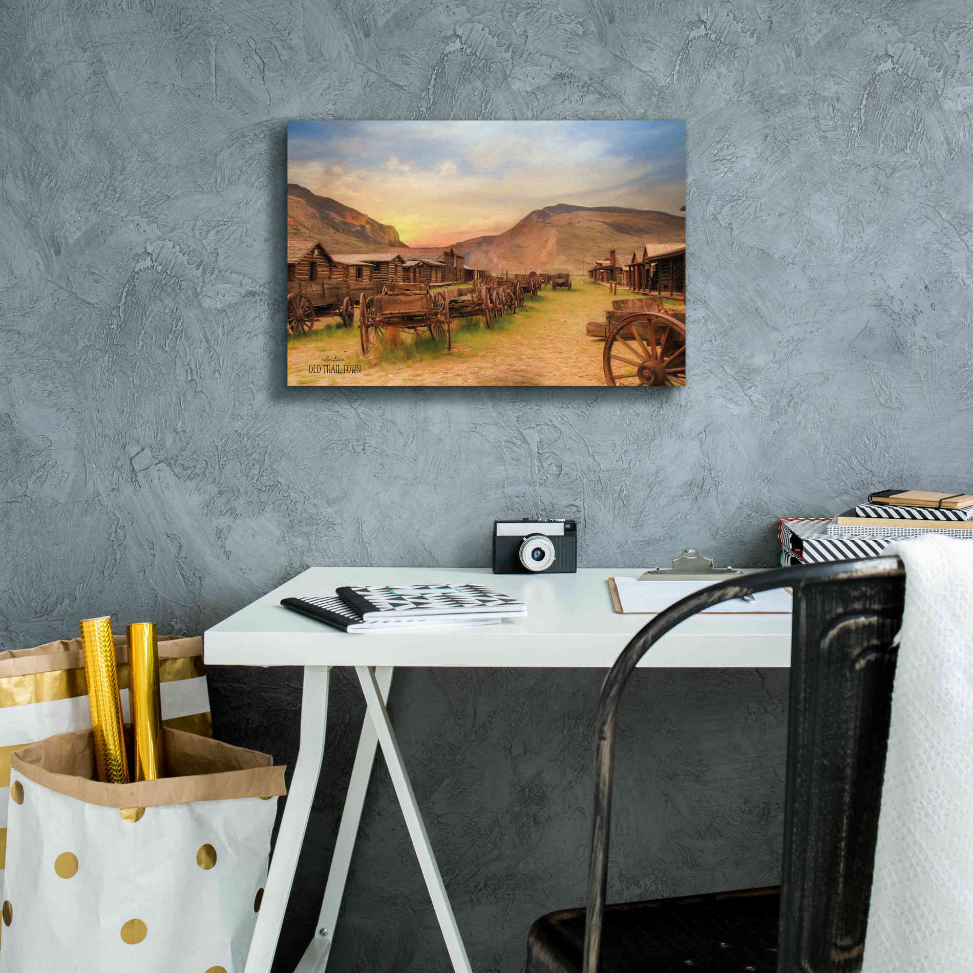 'Old Trail Town' by Lori Deiter, Canvas Wall Art,18 x 12