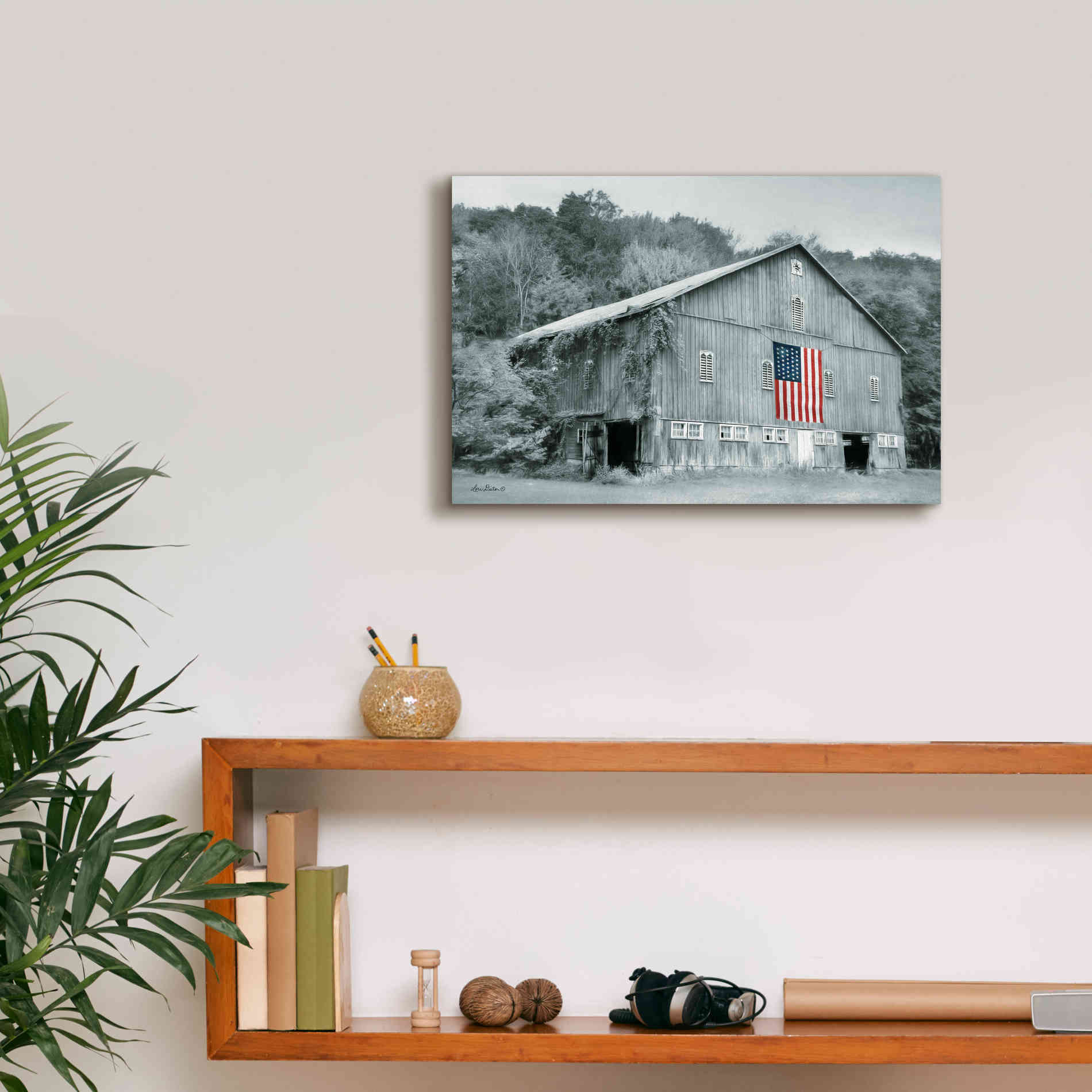 'Patriotic Farm II' by Lori Deiter Canvas Wall Art,18 x 12