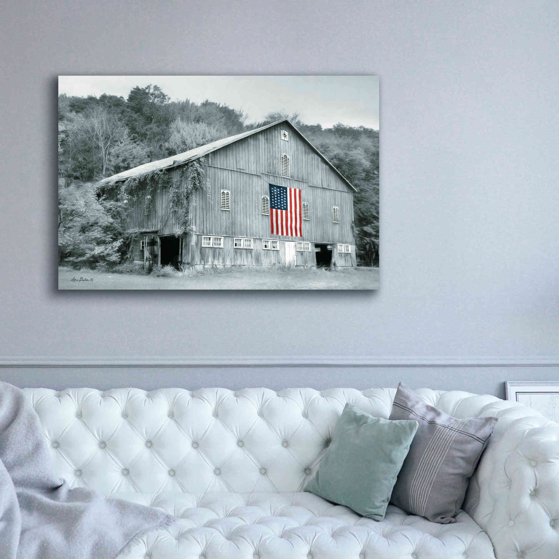 'Patriotic Farm II' by Lori Deiter Canvas Wall Art,60 x 40