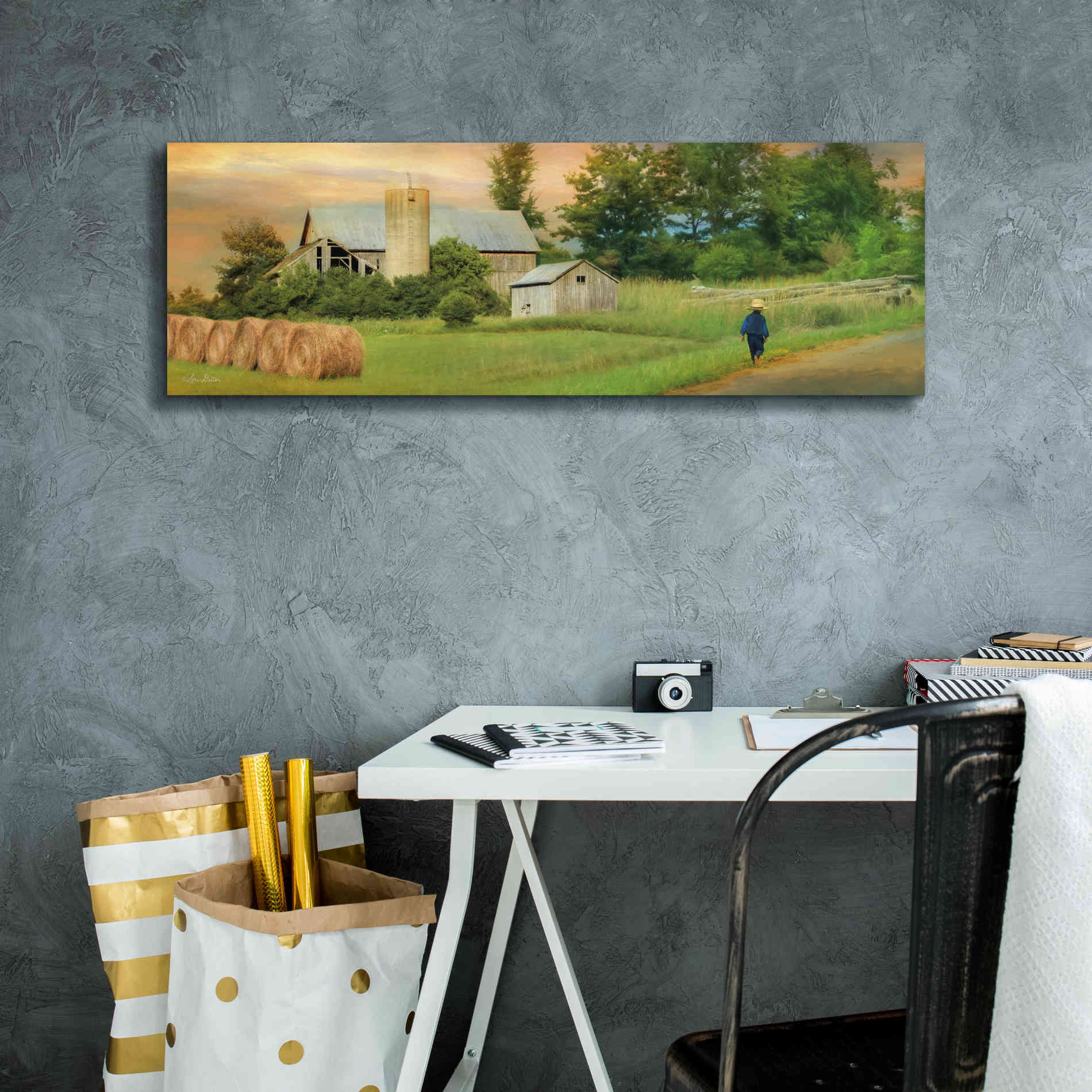 'Amish Barefoot Farmer' by Lori Deiter Canvas Wall Art,36 x 12