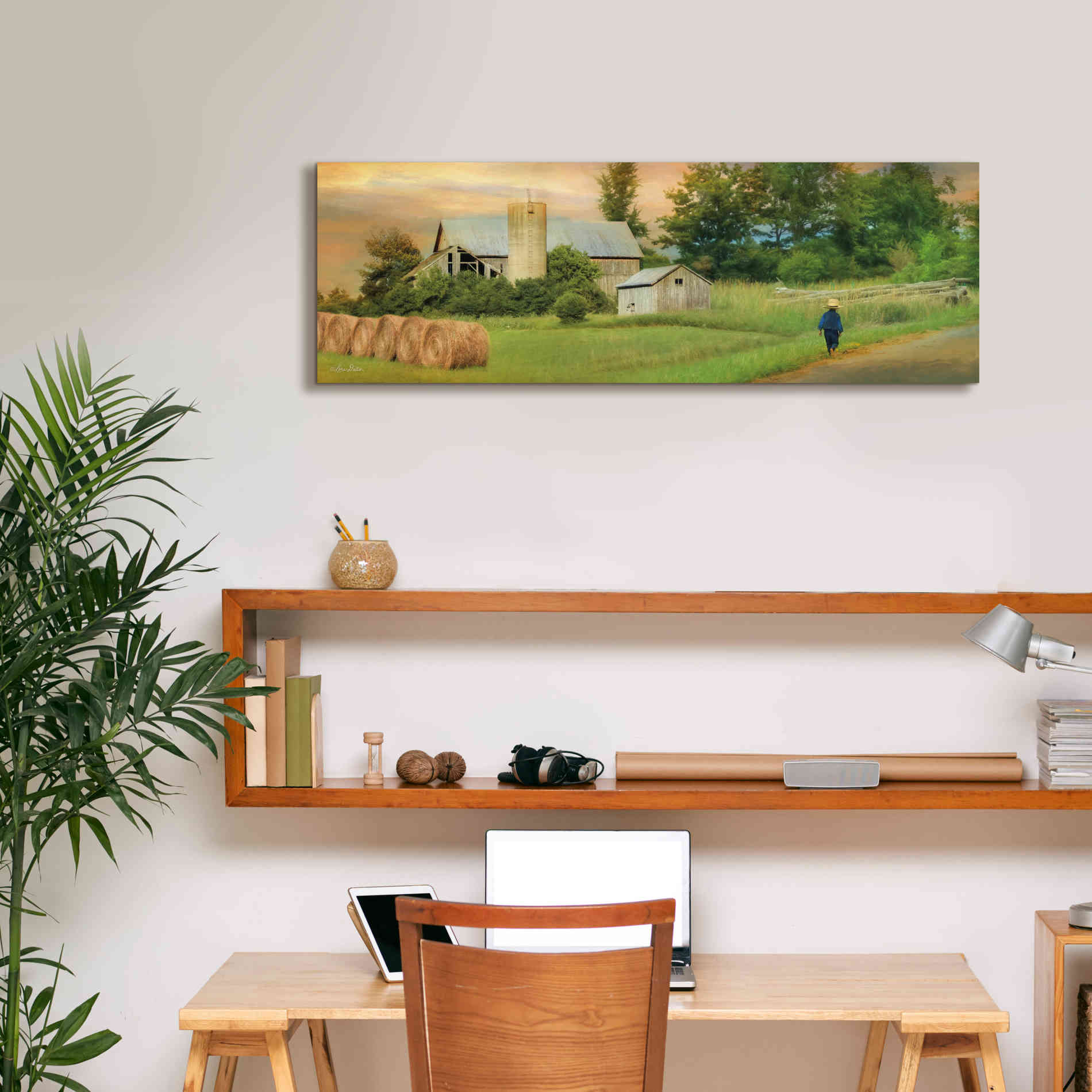 'Amish Barefoot Farmer' by Lori Deiter Canvas Wall Art,36 x 12