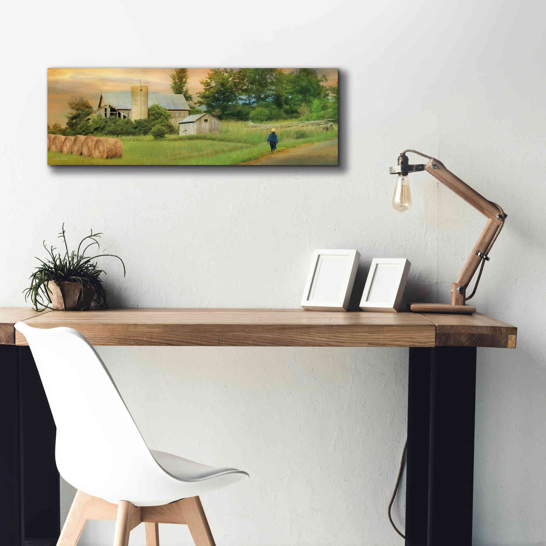 'Amish Barefoot Farmer' by Lori Deiter Canvas Wall Art,36 x 12