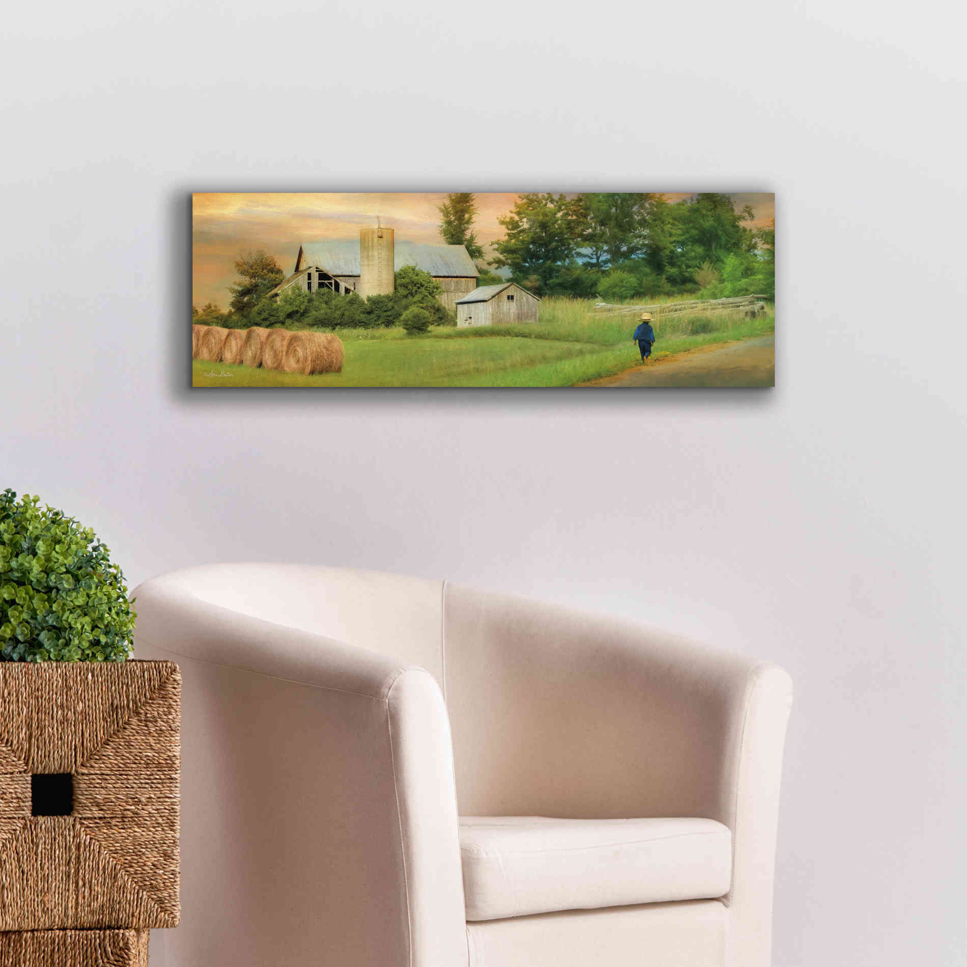'Amish Barefoot Farmer' by Lori Deiter Canvas Wall Art,36 x 12