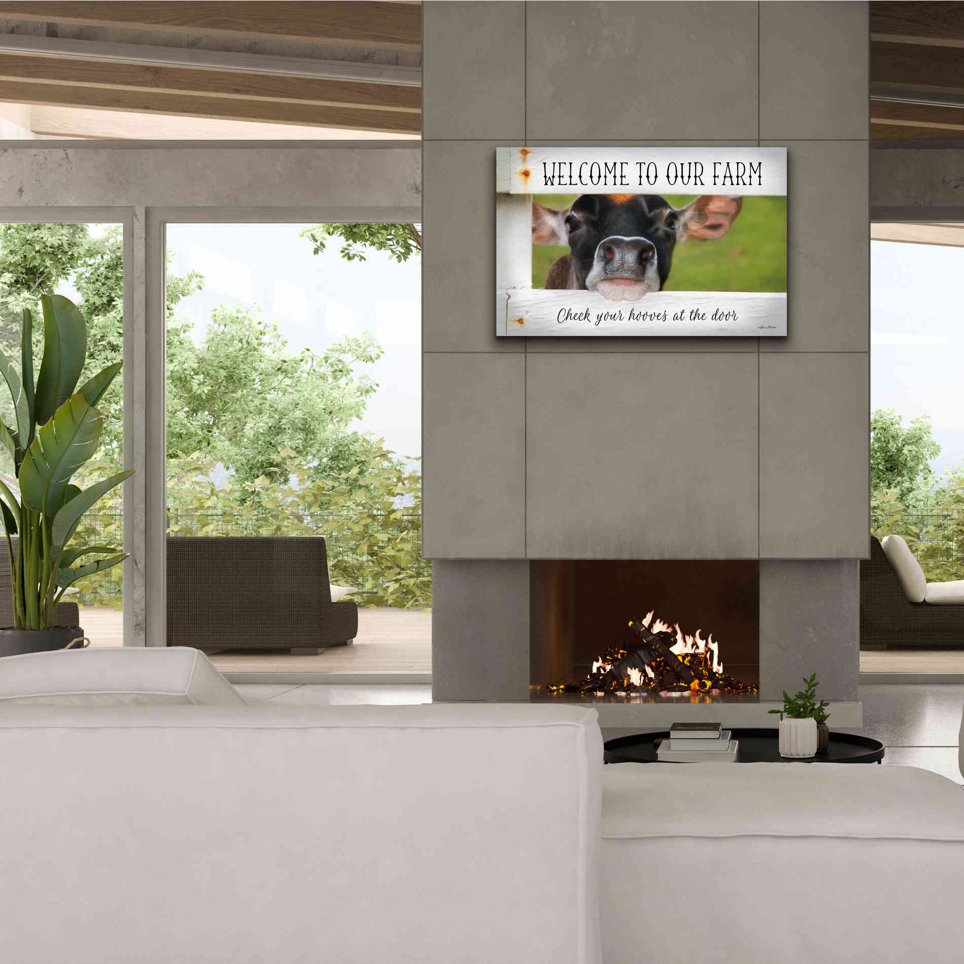 'Welcome Cow' by Lori Deiter Canvas Wall Art,40 x 26