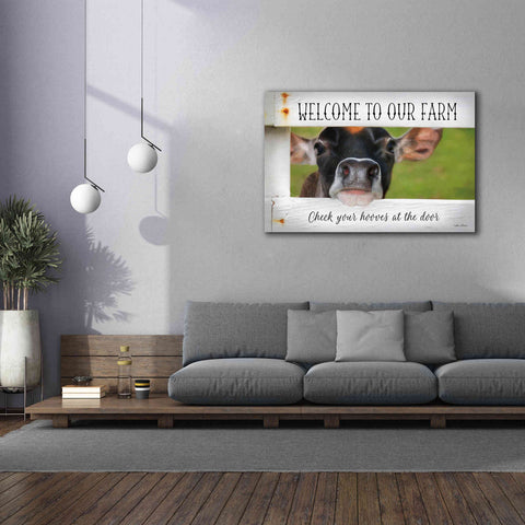 Image of 'Welcome Cow' by Lori Deiter Canvas Wall Art,60 x 40