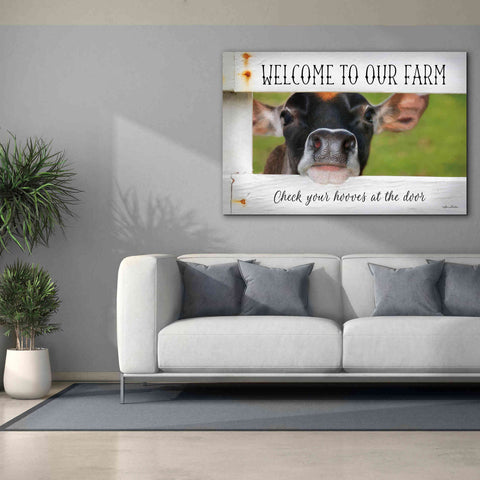 Image of 'Welcome Cow' by Lori Deiter Canvas Wall Art,60 x 40