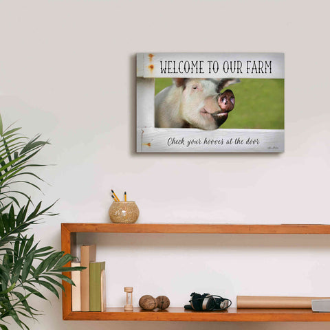Image of 'Welcome Pig' by Lori Deiter Canvas Wall Art,18 x 12