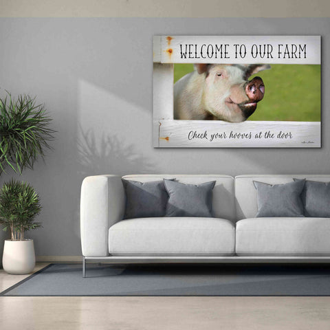 Image of 'Welcome Pig' by Lori Deiter Canvas Wall Art,60 x 40