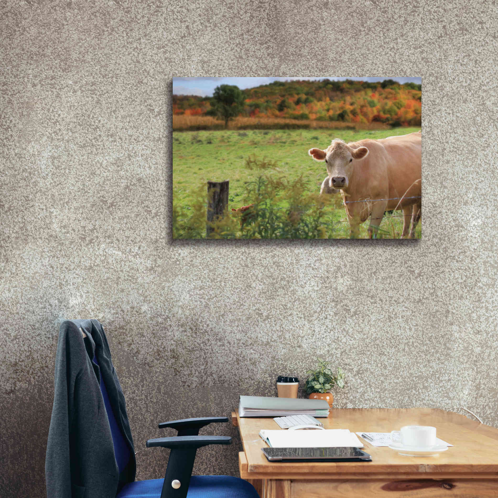 'Fall Cow' by Lori Deiter Canvas Wall Art,40 x 26