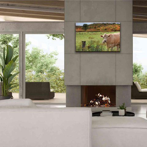 Image of 'Fall Cow' by Lori Deiter Canvas Wall Art,40 x 26