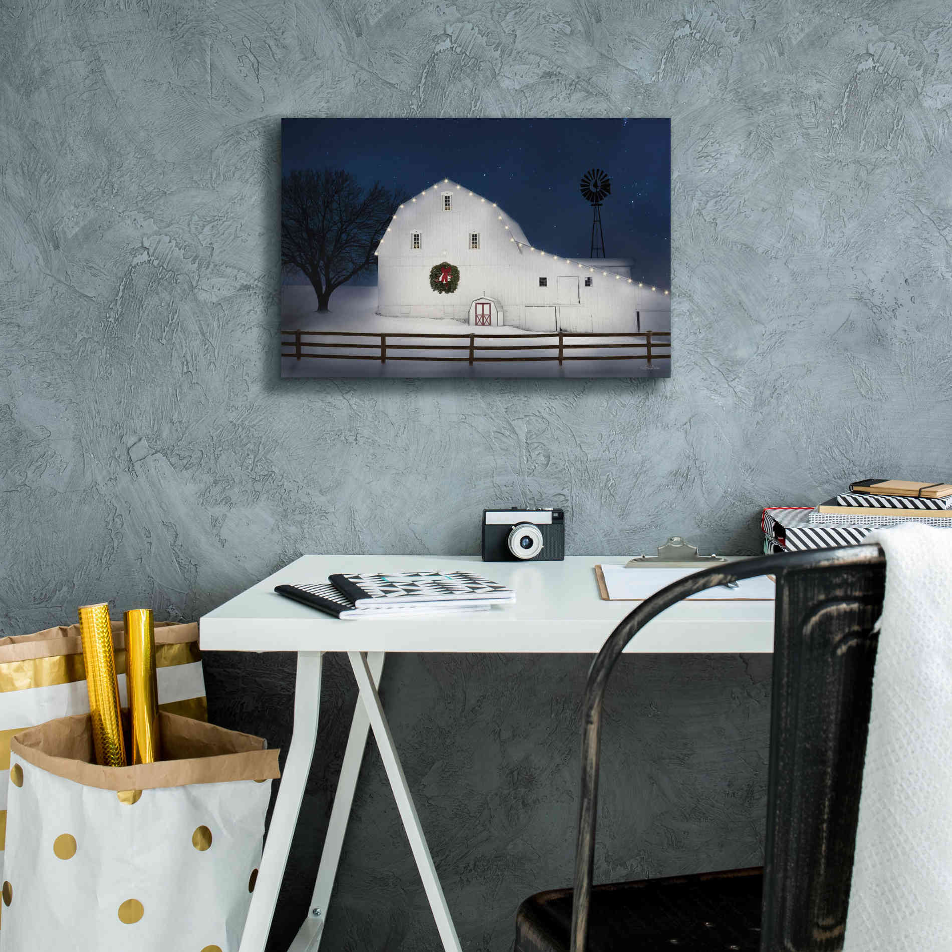'Christmas Starry Night' by Lori Deiter Canvas Wall Art,18 x 12